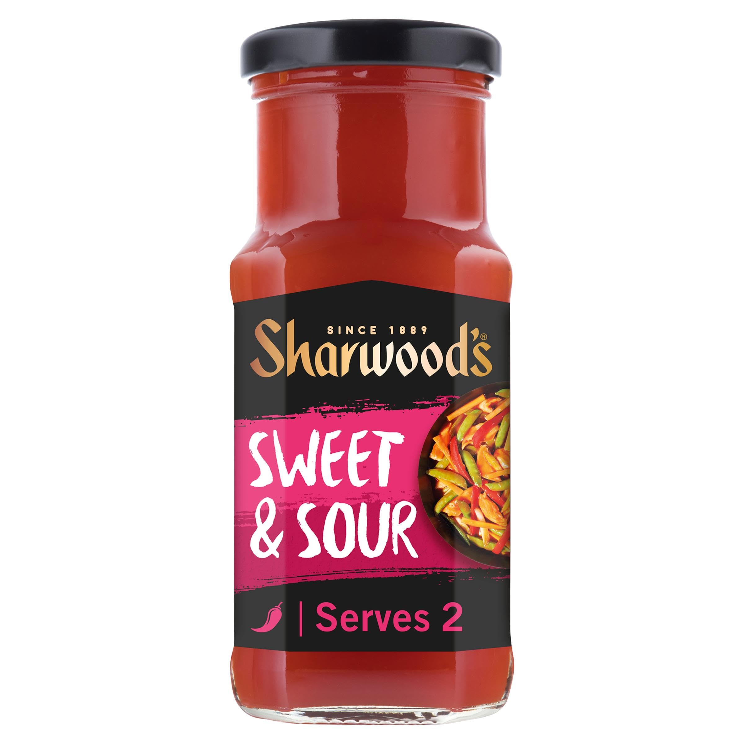 Sharwood's Sweet & Sour Stir-Fry Sauce - Tangy Tomato & Pineapple Flavor | 195g Jar 1