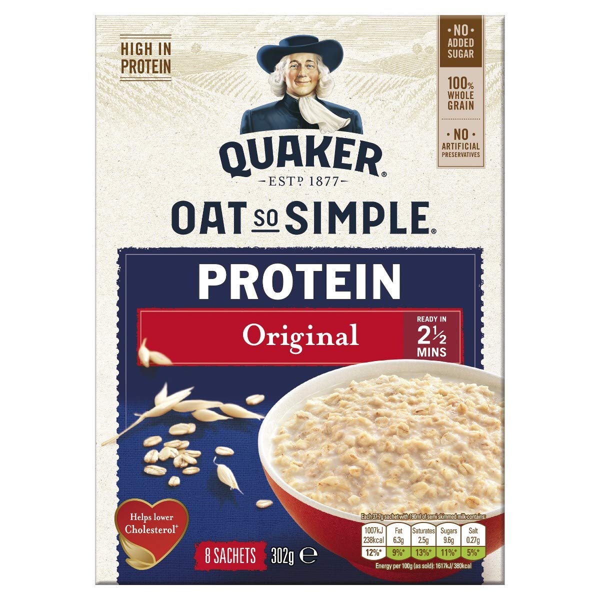 Quaker Oat So Simple Protein Original Porridge, 8 x 37.7g 18