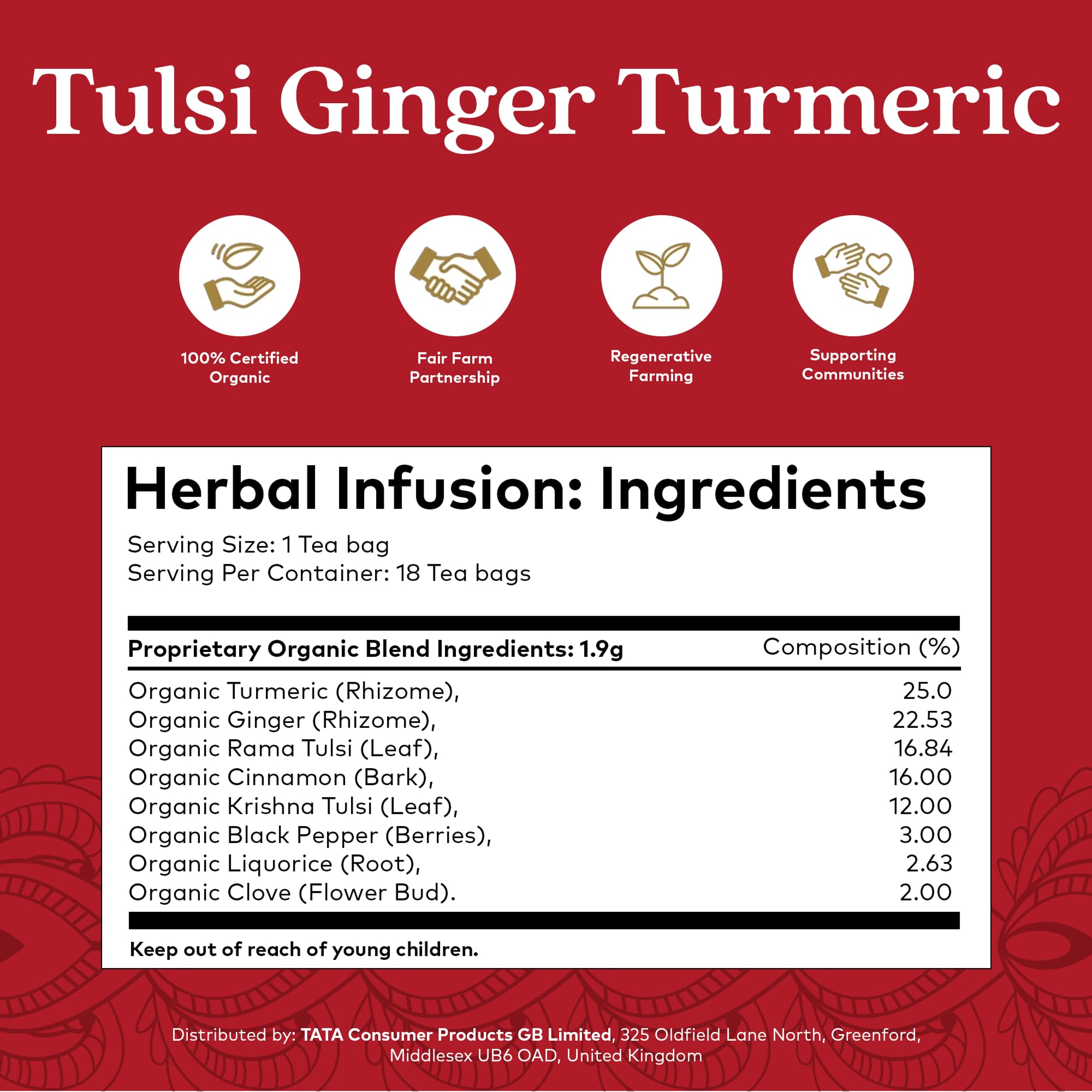 Organic India Tulsi Ginger Turmeric Tea, Caffeine-Free, Certified Organic Herbal Tea 4