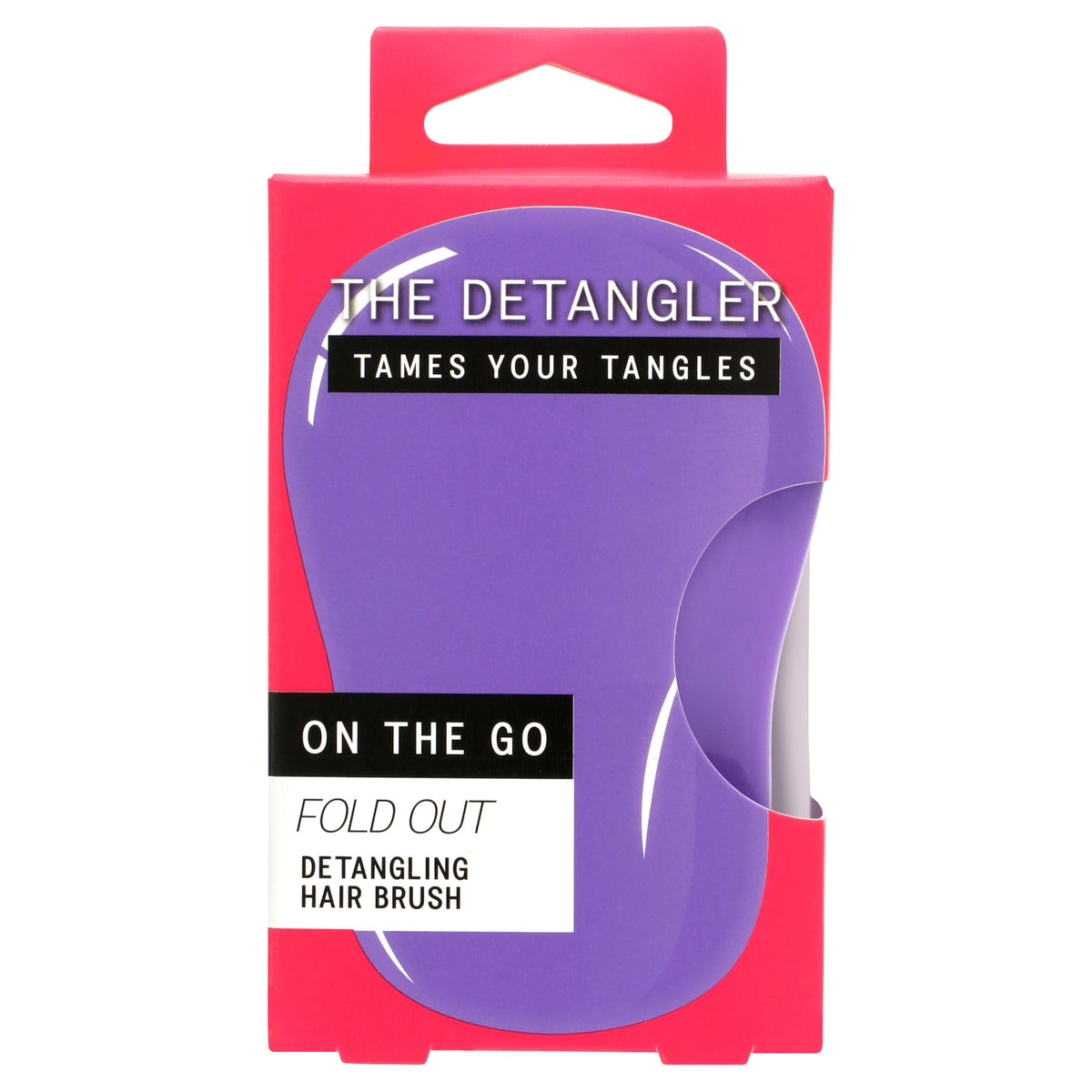 THE DETANGLER Tames your Tangles On the Go Travel Detangling Hair Brush - Purple | Detangles Wet & Dry Hair | Foldable