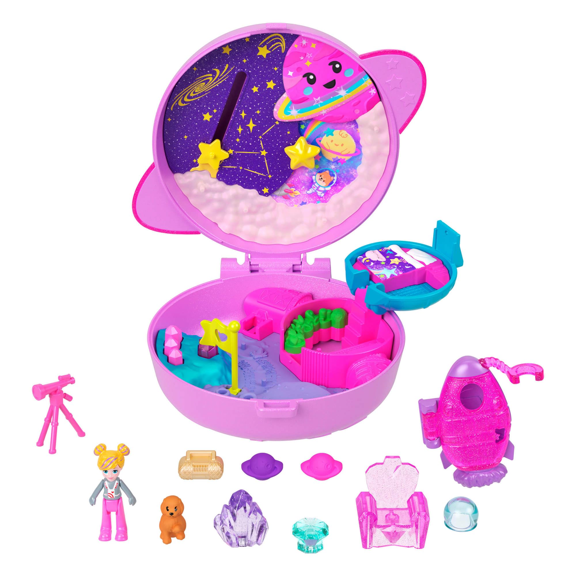 Polly Pocket Planet Polly Outer Space Compact Playset - Includes Micro Doll & 10 Accessories