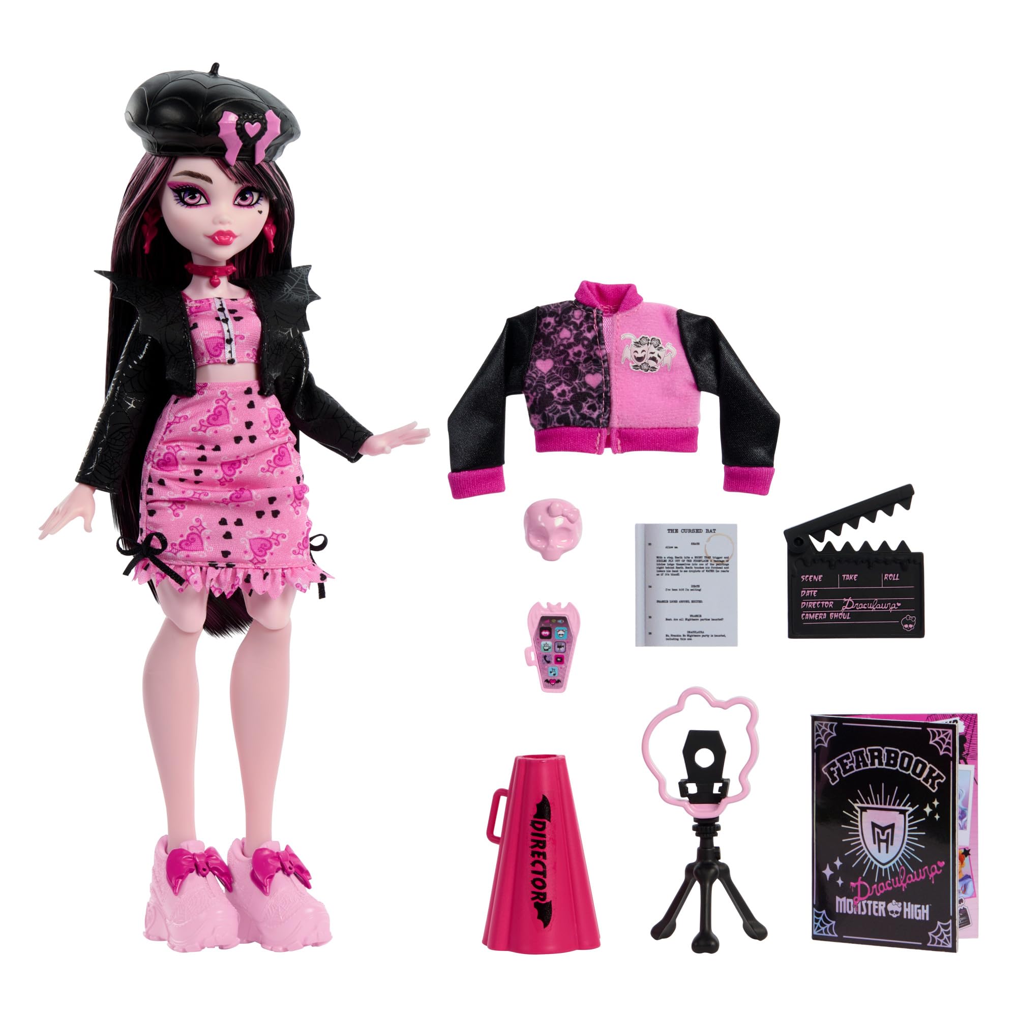 Monster High Draculaura Fearbook Doll - Movie Club Playset with Varsity Jacket & Accessories 4