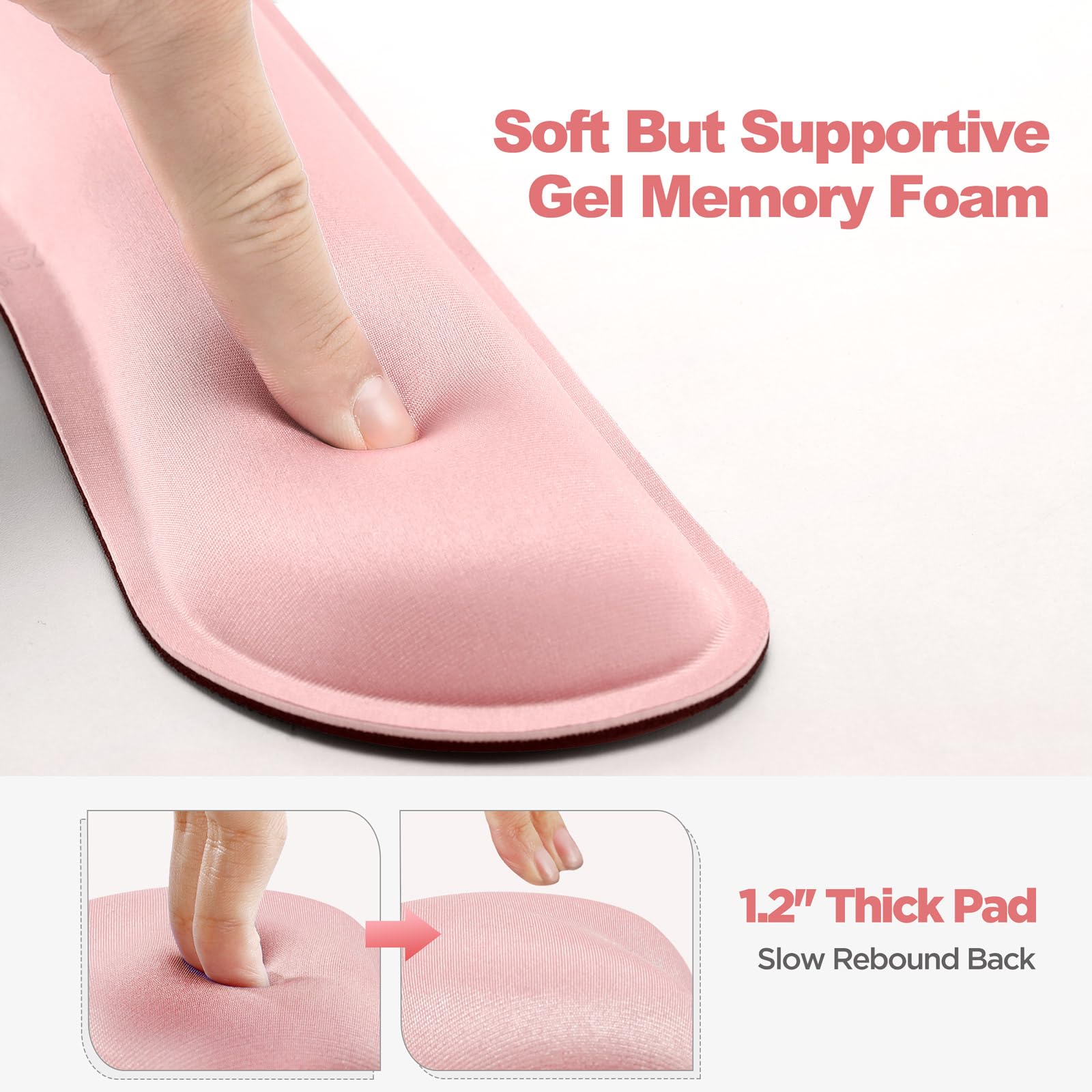 Gimars Upgrade Enlarge Silky Gel Memory Foam Wrist Rest for Keyboard & Mouse | 3CM Thick | Pink 2
