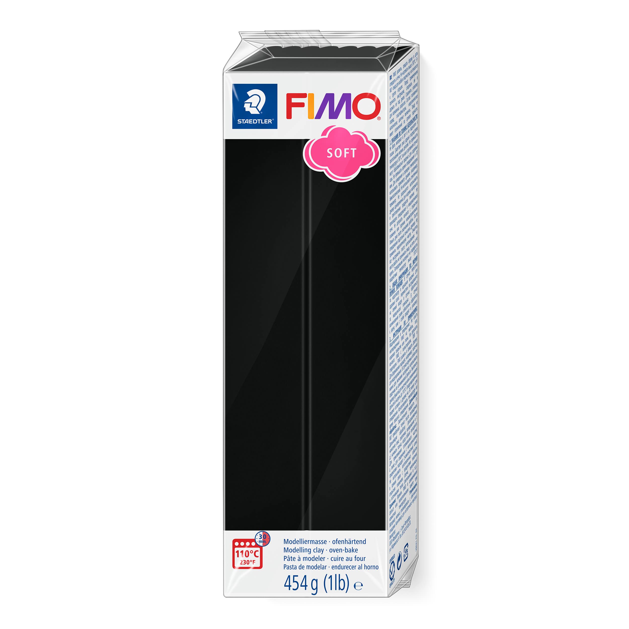 STAEDTLER FIMO Soft Oven-Hardening Polymer Modelling Clay - Black 454g Block