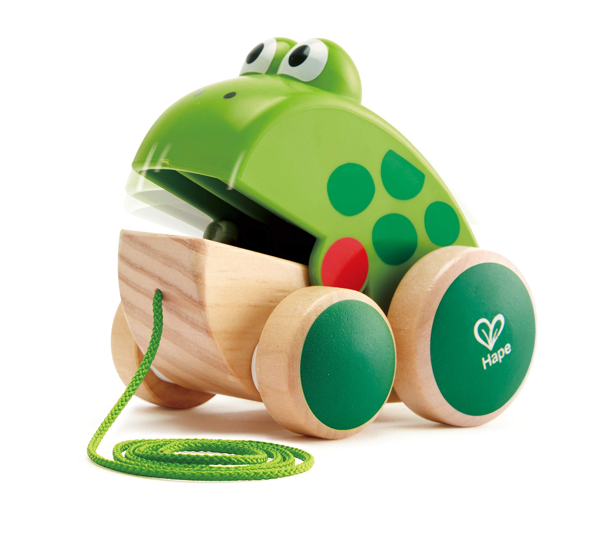 Hape Wooden Frog Pull Along Toy - Encourages Mobility & Independence | Ages 12 Months+ 1