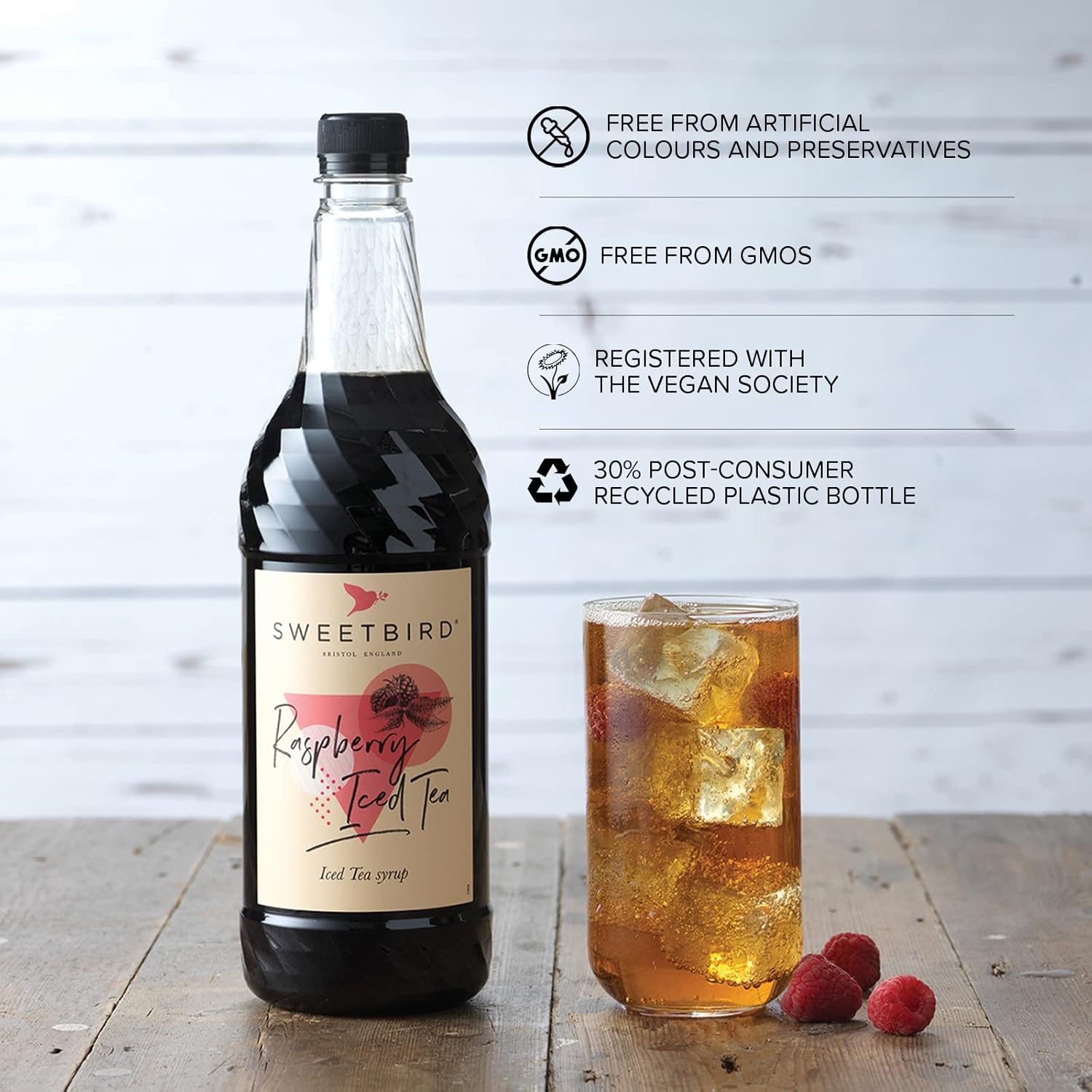 Sweetbird Raspberry Iced Tea Syrup (1 Litre) - Vegan Friendly 5