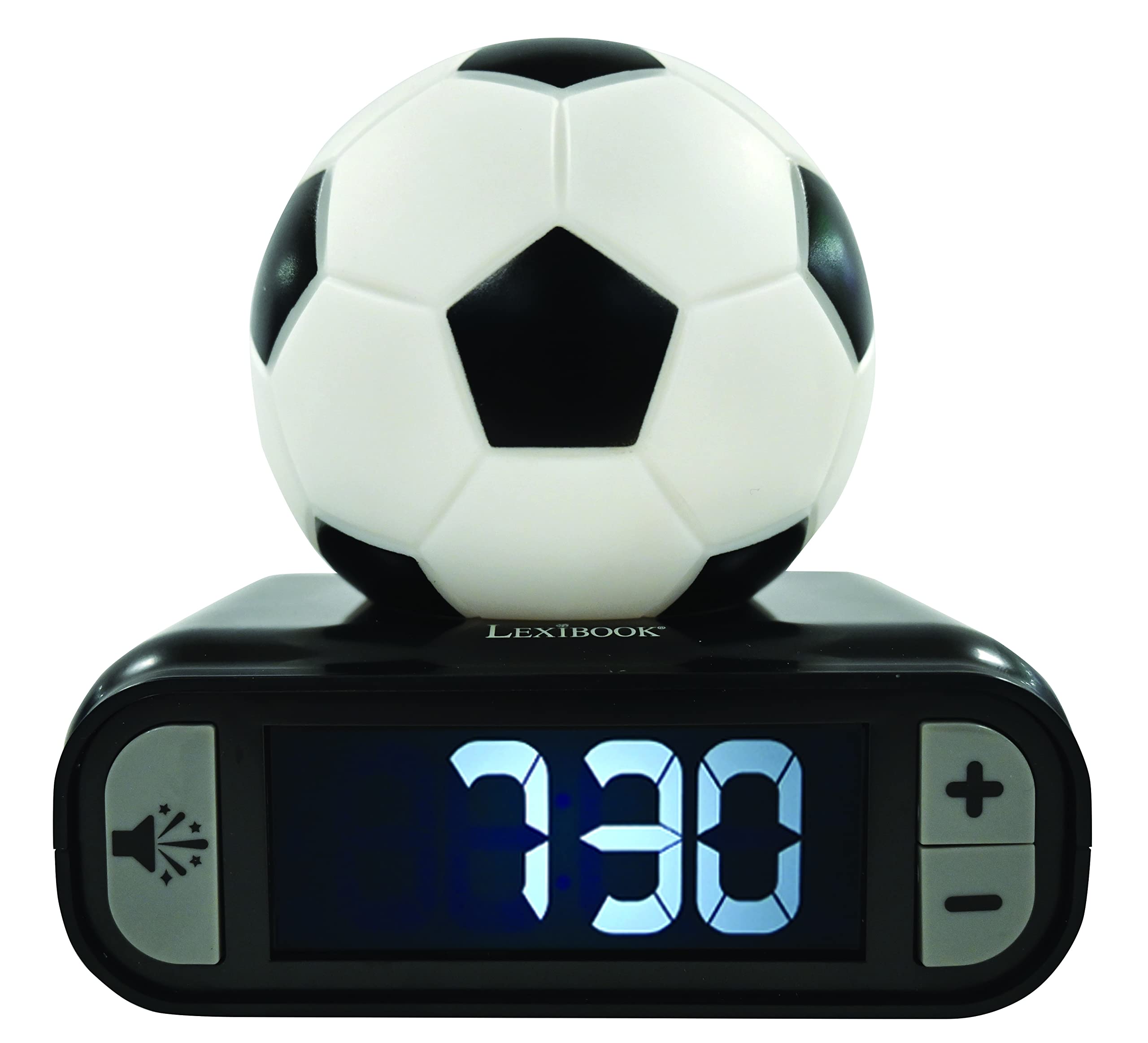 LEXIBOOK Digital Alarm Clock with Night Light - Soccer Ball Design, Snooze & Light-Up Features