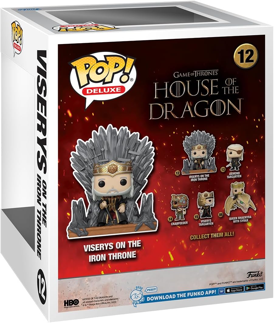 Funko POP! Deluxe - King Viserys Targaryen on Throne (House of the Dragon)  
Funko POP! Deluxe Vinyl Figure: King Viserys Targaryen on Iron Throne - House of the Dragon Collectible