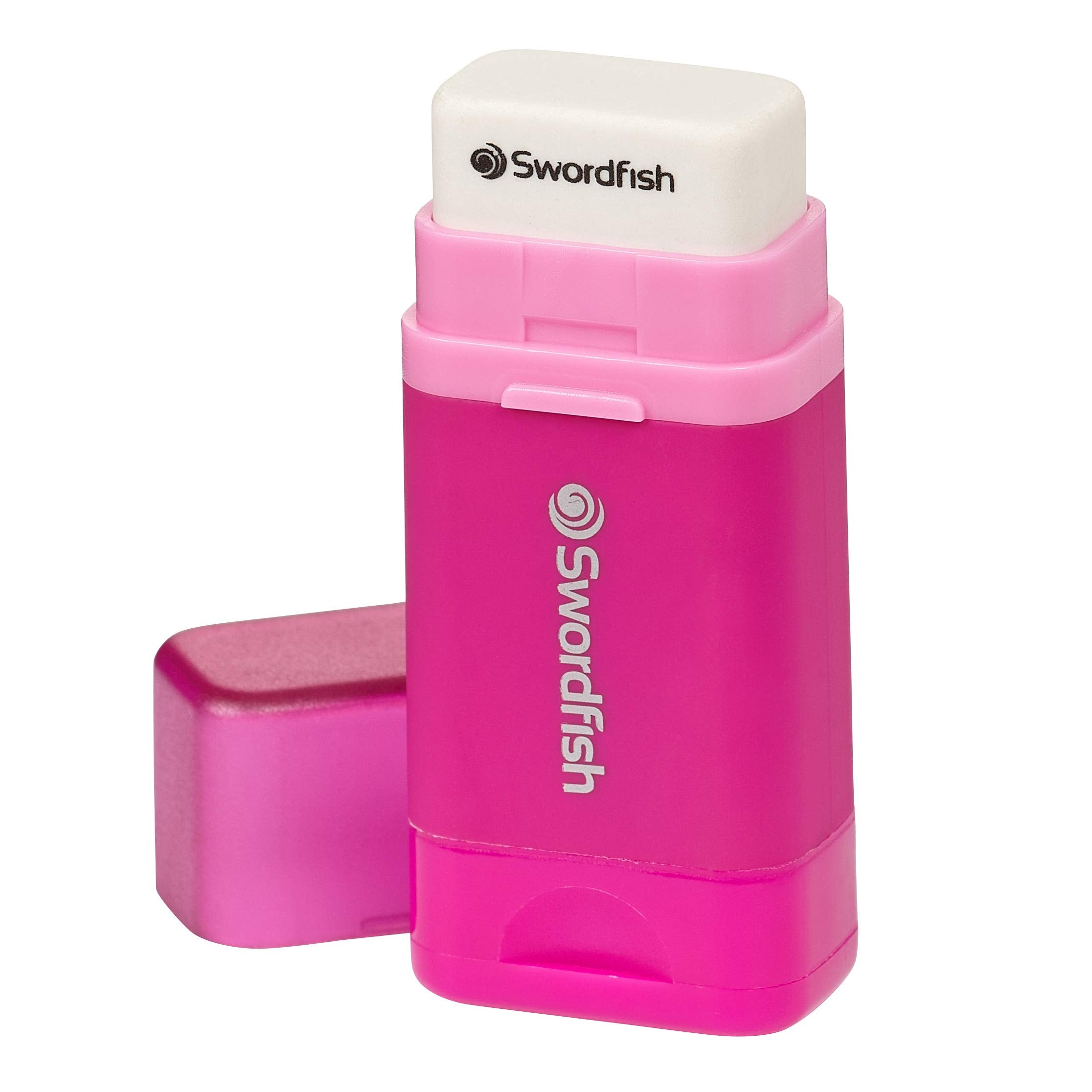 Swordfish Combo Pencil Sharpener with Mess-Free Canister and Eraser | Pink | Pack of 1 4