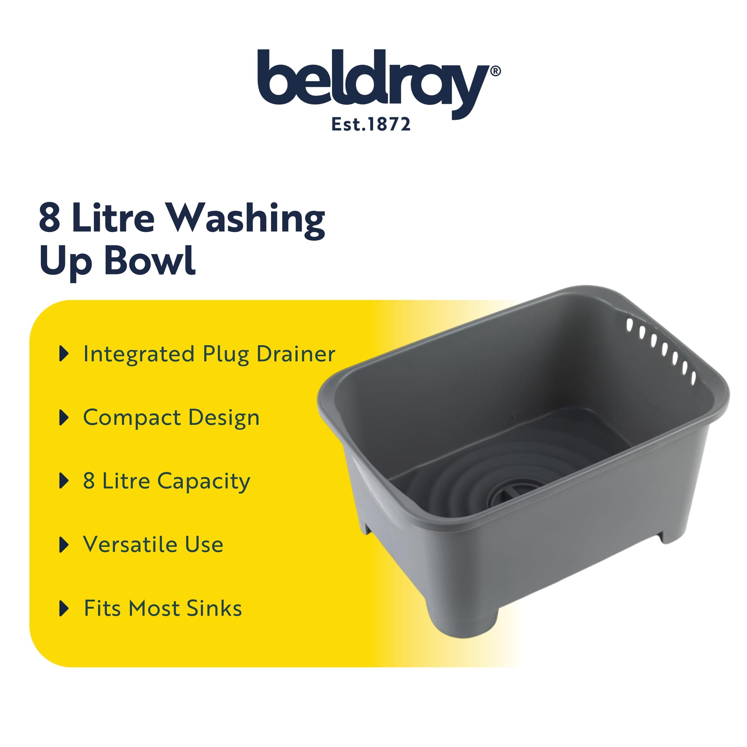 Beldray - Kitchen Sink Washing Up Bowl with Integrated Drainer 3