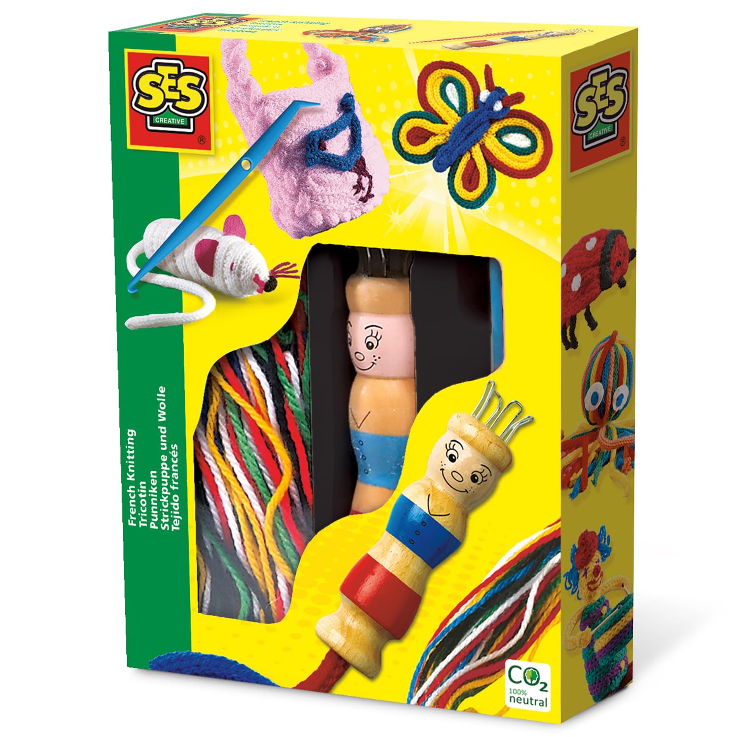SES Creative French Knitting Set - Wooden Spool Doll Craft Kit for Kids 5+