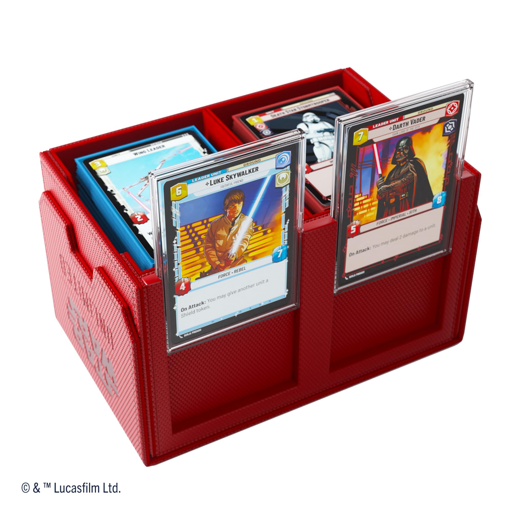 Gamegenic Star Wars Unlimited Double Deck Pod - Red | Holds 2 Double-Sleeved Decks | Includes 2 Detachable Slide Cases 3