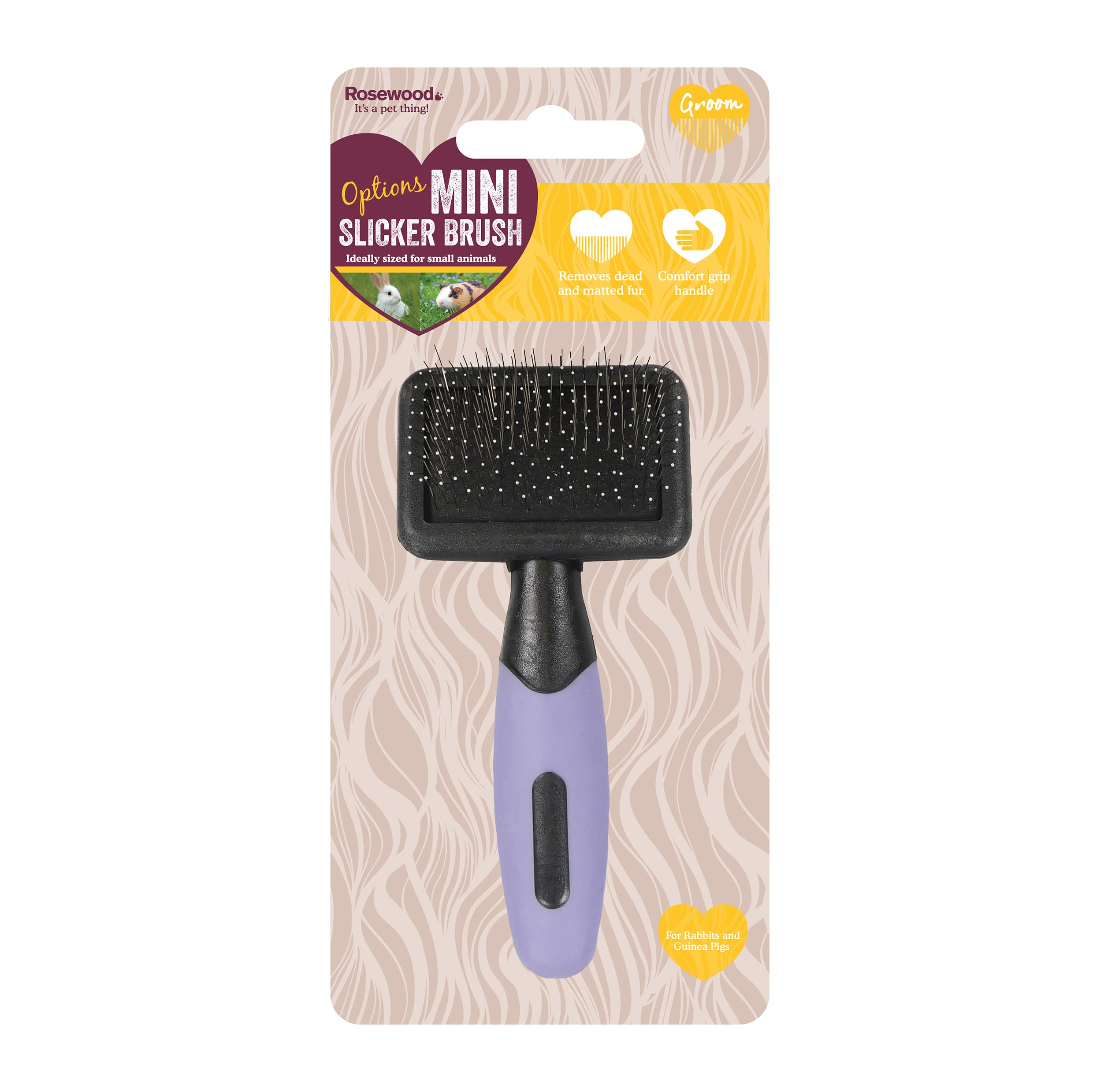 Rosewood Mini Gentle Slicker Brush for Small Animals | Removes Mats & Dead Hair | Purple/Black 1
