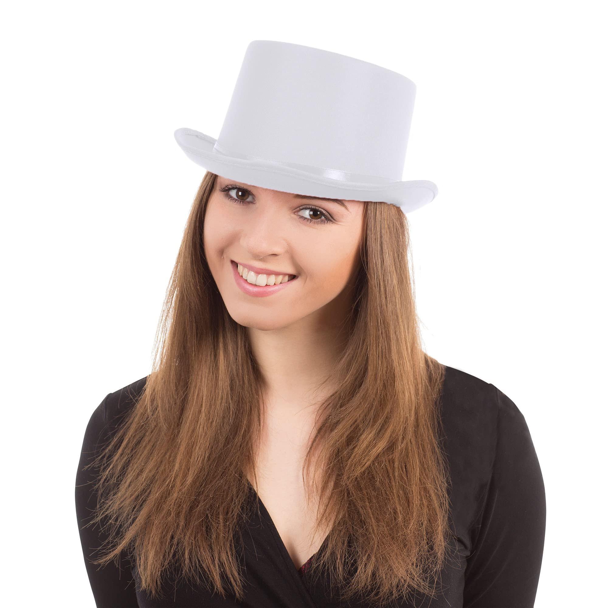Bristol Novelty BH477 White Satin Look Top Hat, Unisex Adult