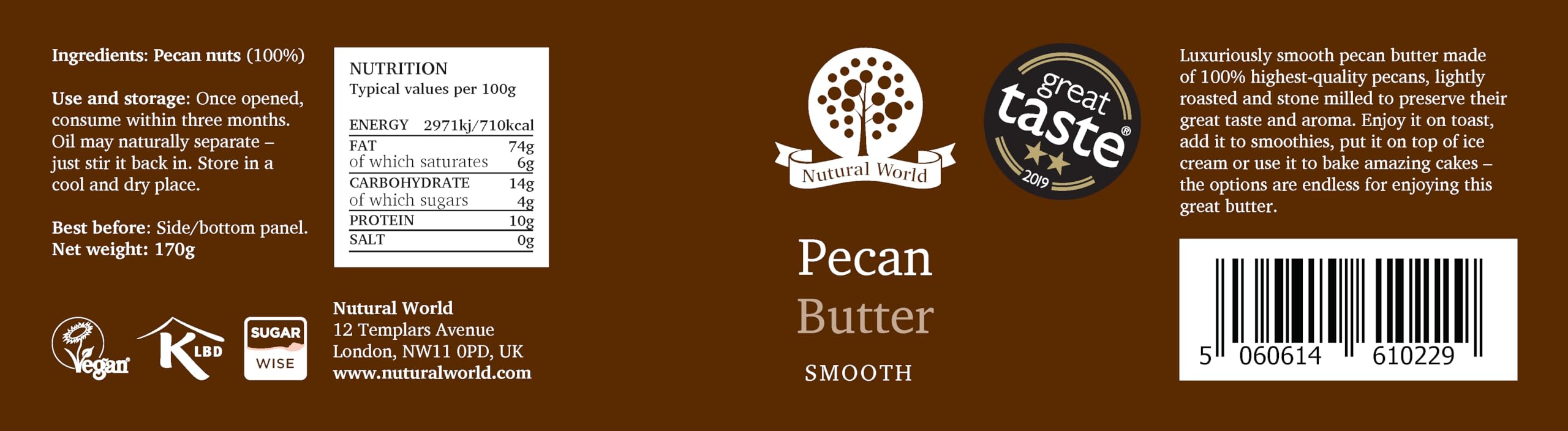 Nutural World - Smooth Pecan Nut Butter (170g) - 100% Pure Single Ingredient 5