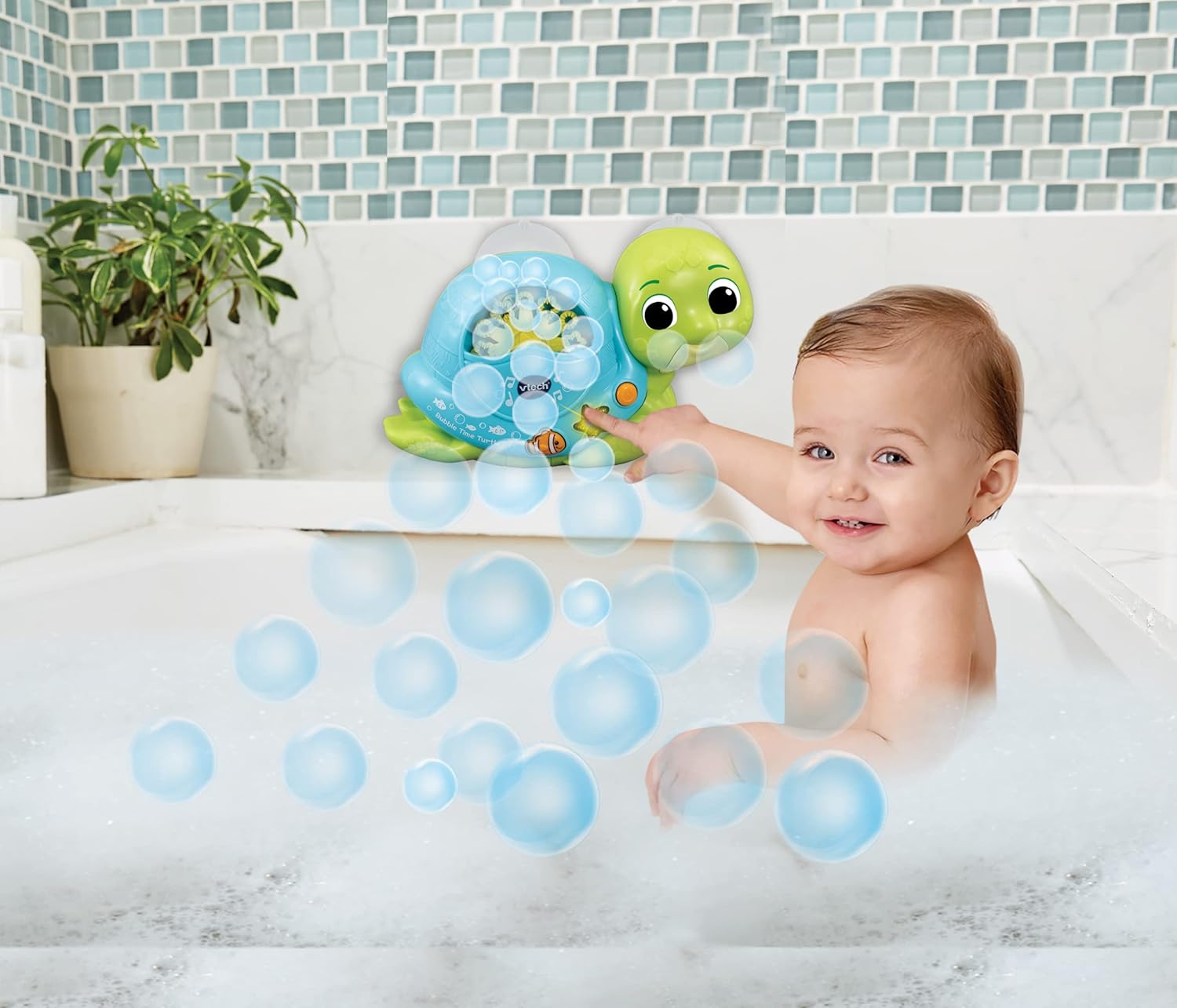 VTech Bubble Time Turtle - Interactive Bath Toy with Light-Up & Music for 1-3 Year Olds 3