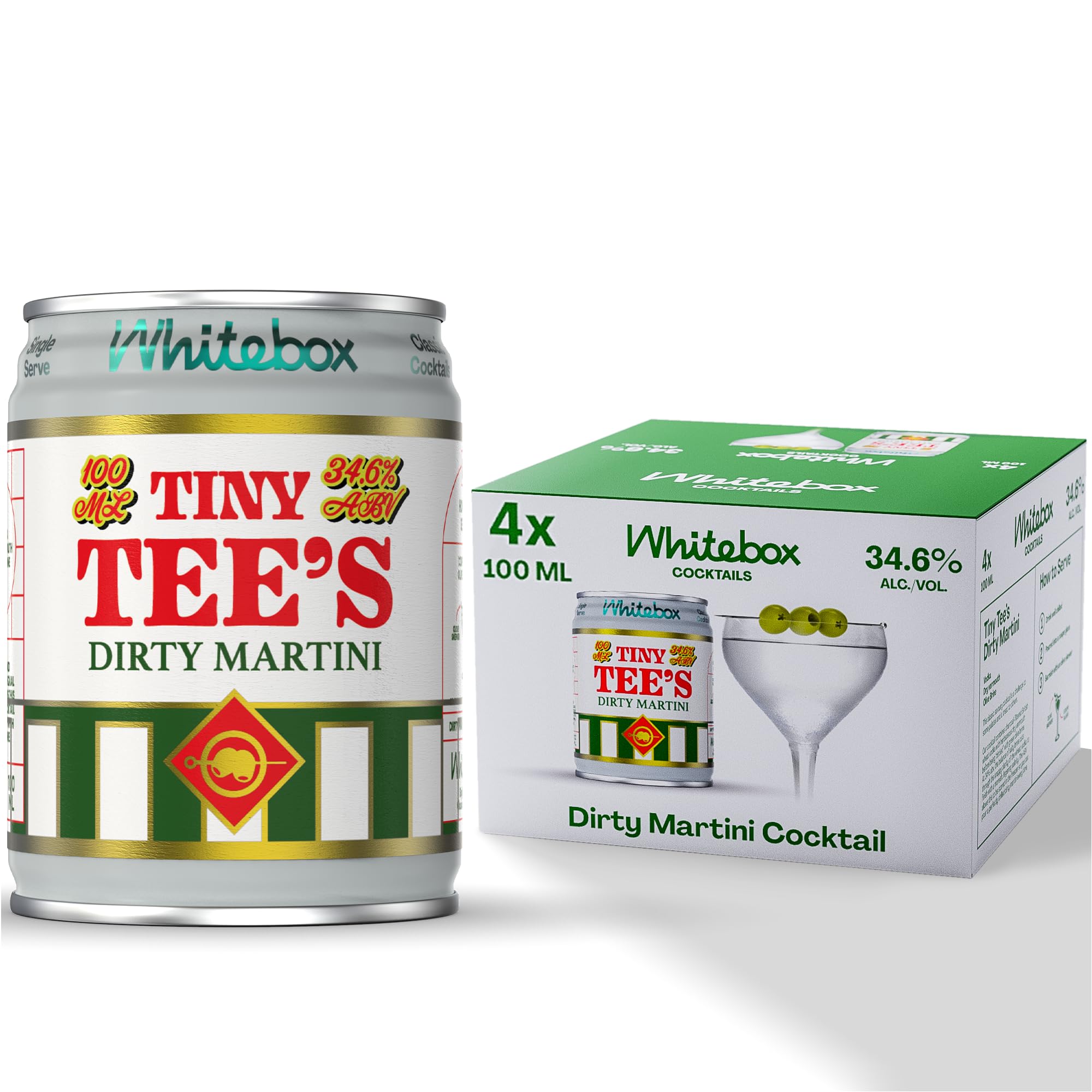 WHITEBOX COCKTAILS Single Serve Classic Tiny Tee's Dirty Martini — Case Of 7