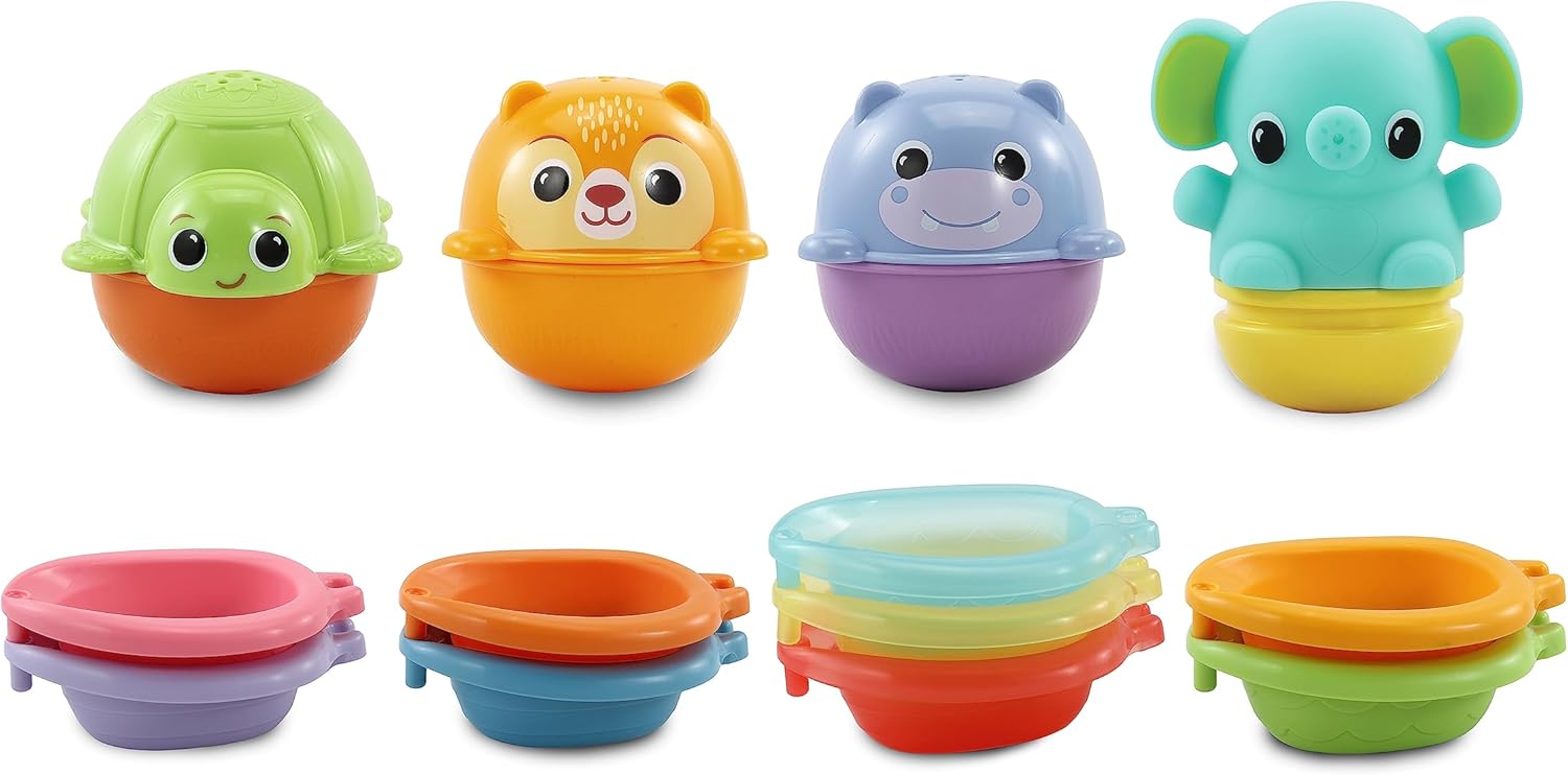 VTech Stack & Splash Bathtime Boats - Stacking & Linking Bath Toy with 9 Colors for Babies & Toddlers