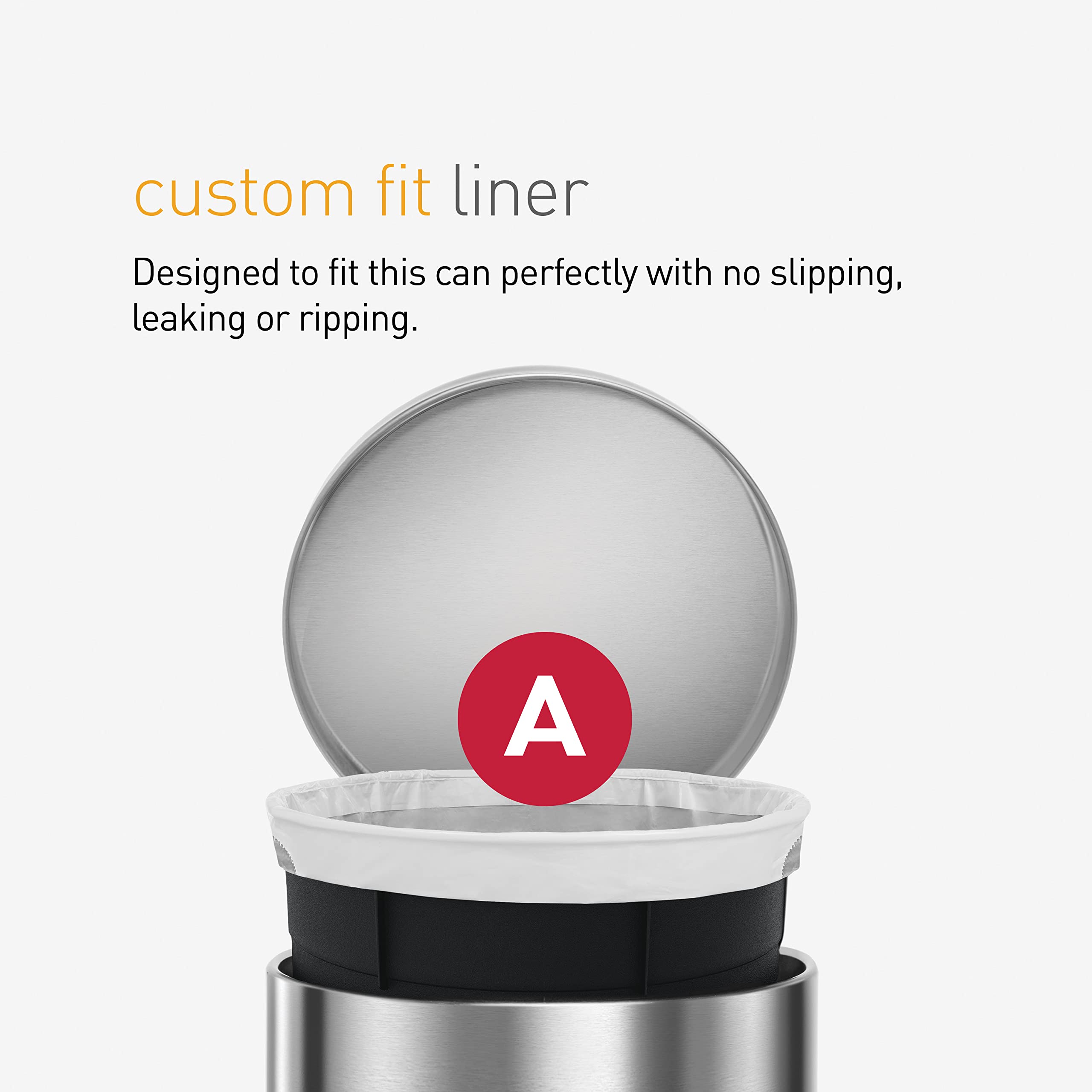 simplehuman CW0250 Code A Custom Fit Bin Liner Bulk Pack, White (3 Packs of 30, 90 Total Liners) 4