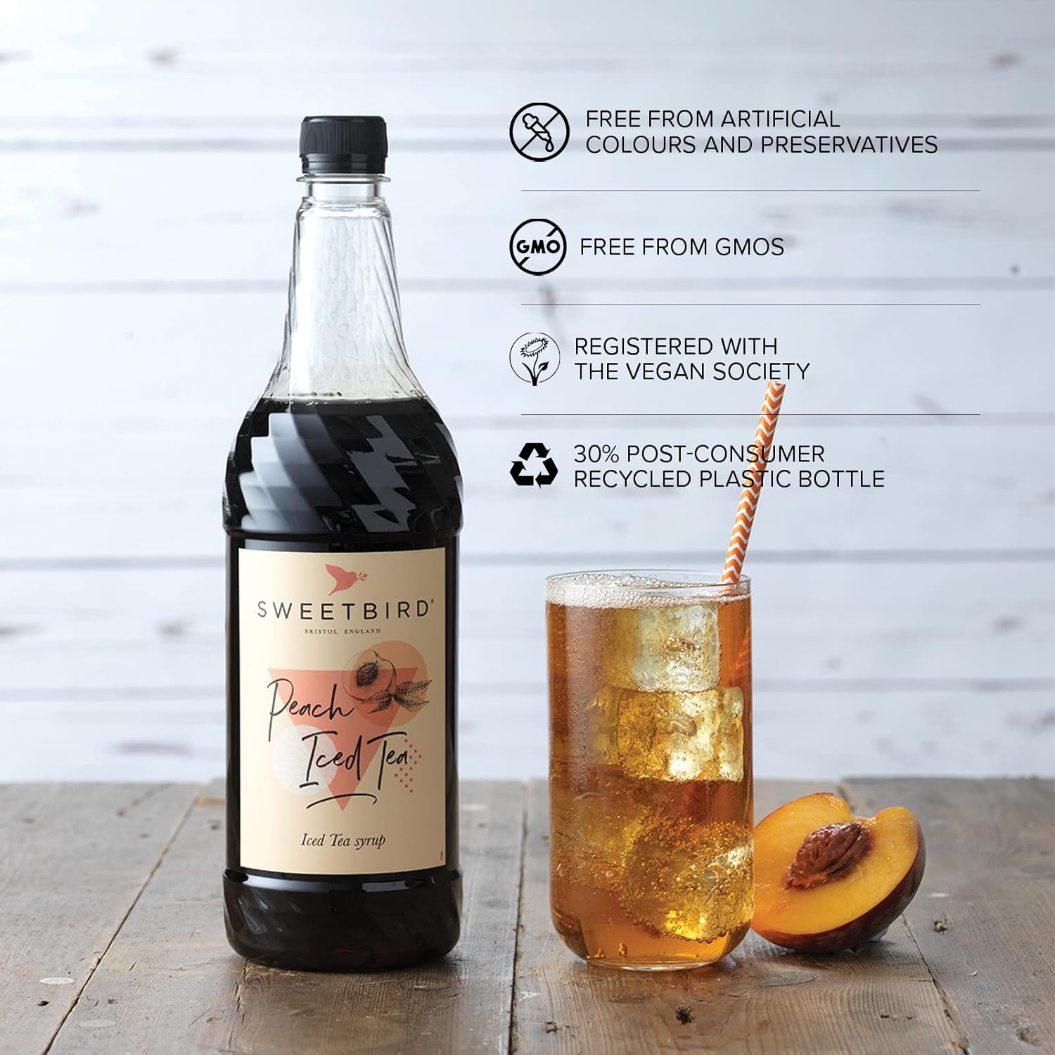 Sweetbird Peach Iced Tea Syrup (1 Litre) - Vegan Friendly 6