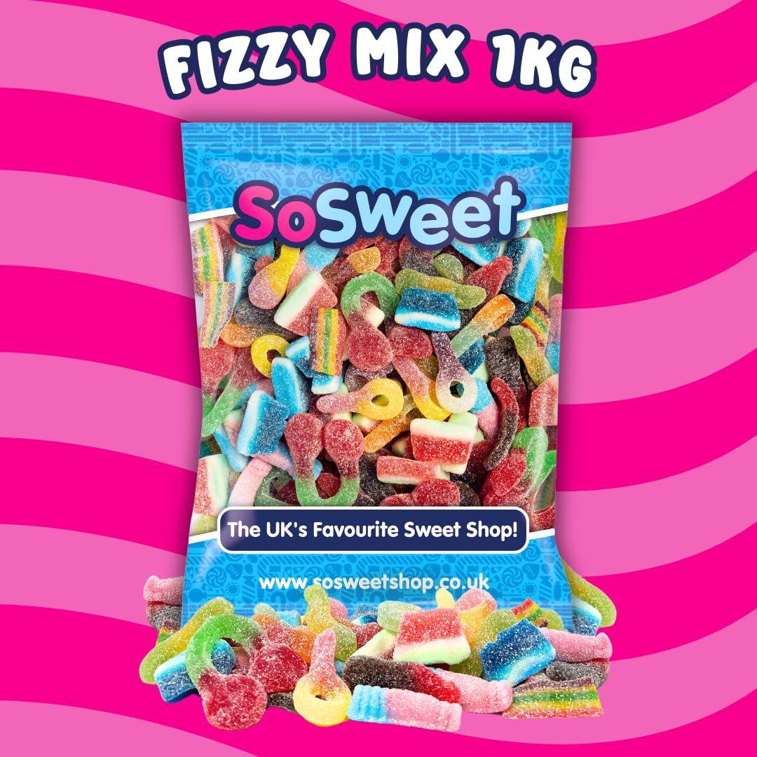 SoSweet Fizzy Sweet Mix – 1kg Tangy Pick & Mix Sweets | Sour Fruit Flavours, Party Candy, Sharing Treats 3