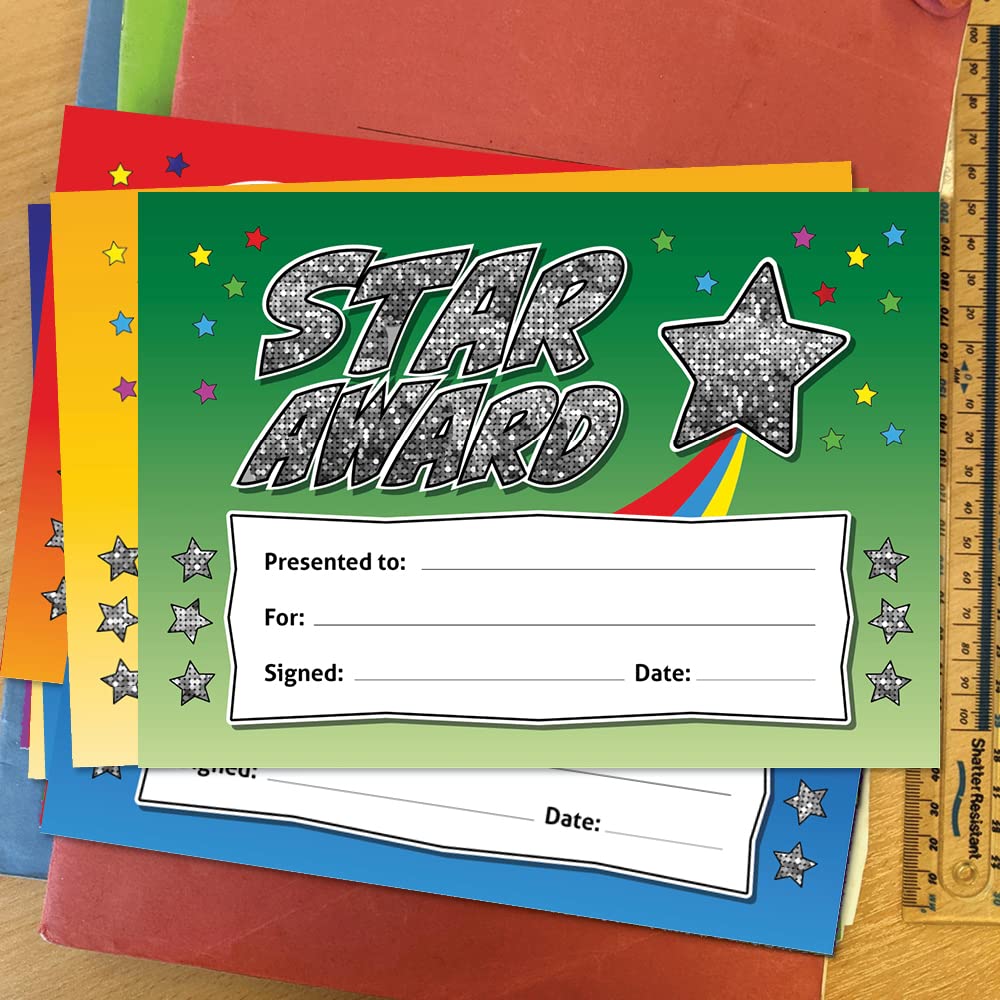 Star Award - Sparkly Holographic Reward Certificate (Multicoloured, A5, 20-Pack) 4