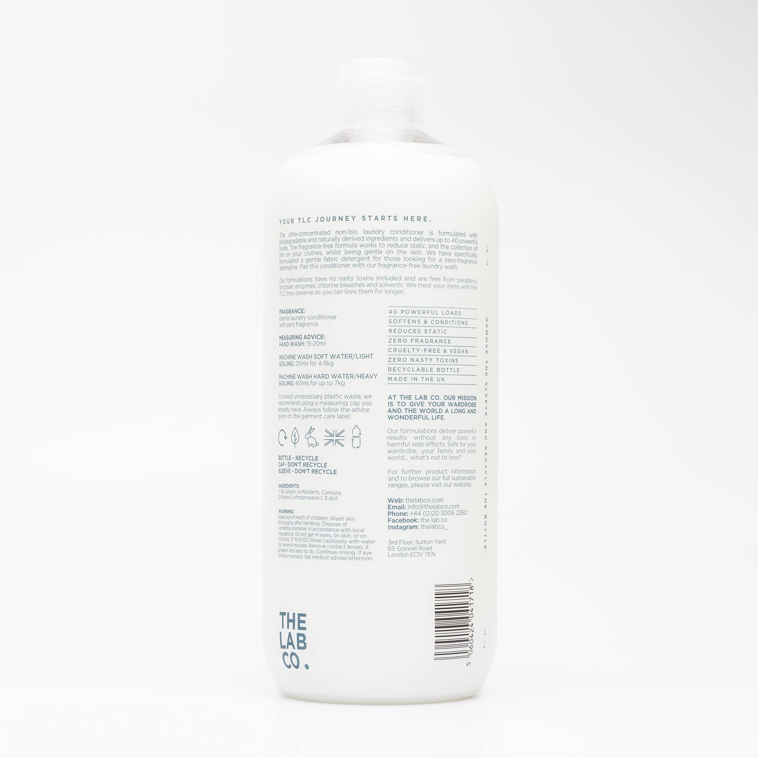 The Lab Co. - Everyday Laundry Conditioner Fragrance Free (1 Litre) 5