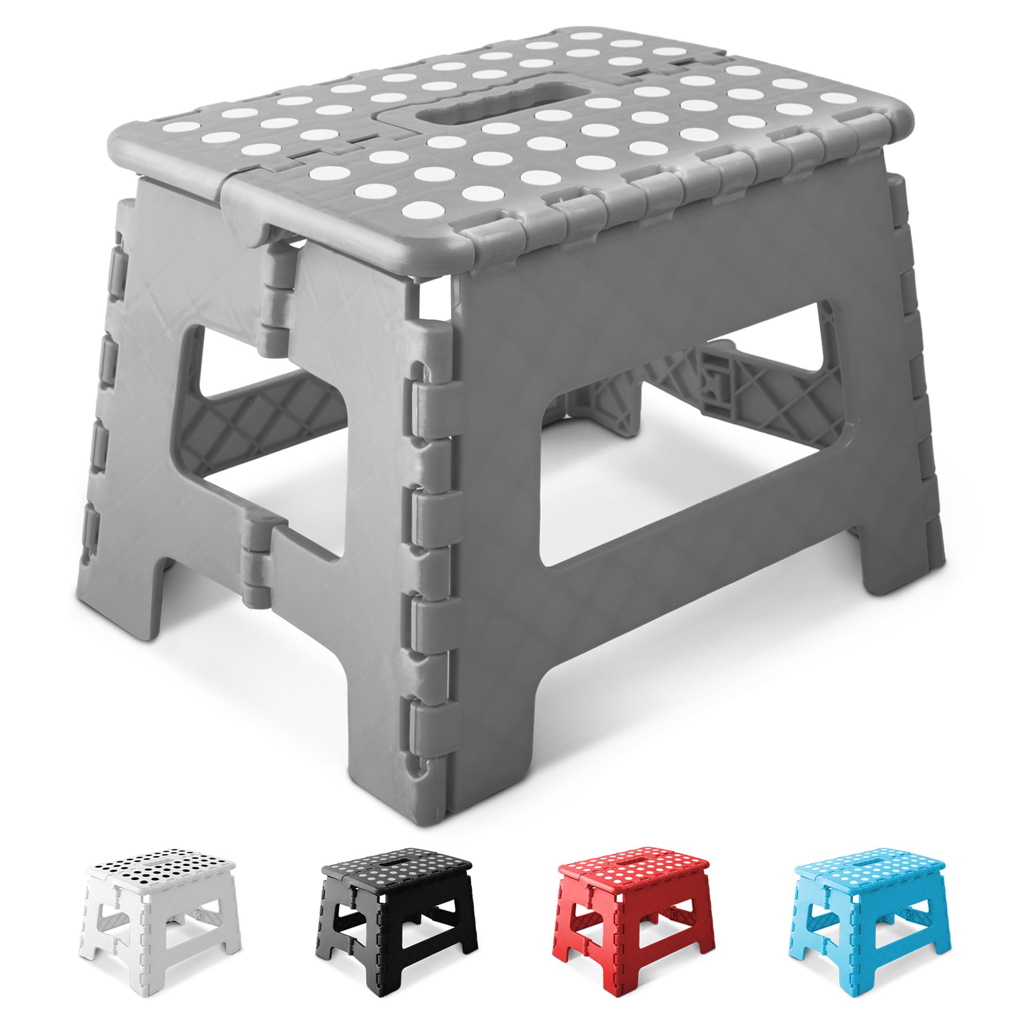 KEPLIN 9 Inch Heavy Duty Folding Step Stool | Plastic | Supports up to 150kg | Grey 1
