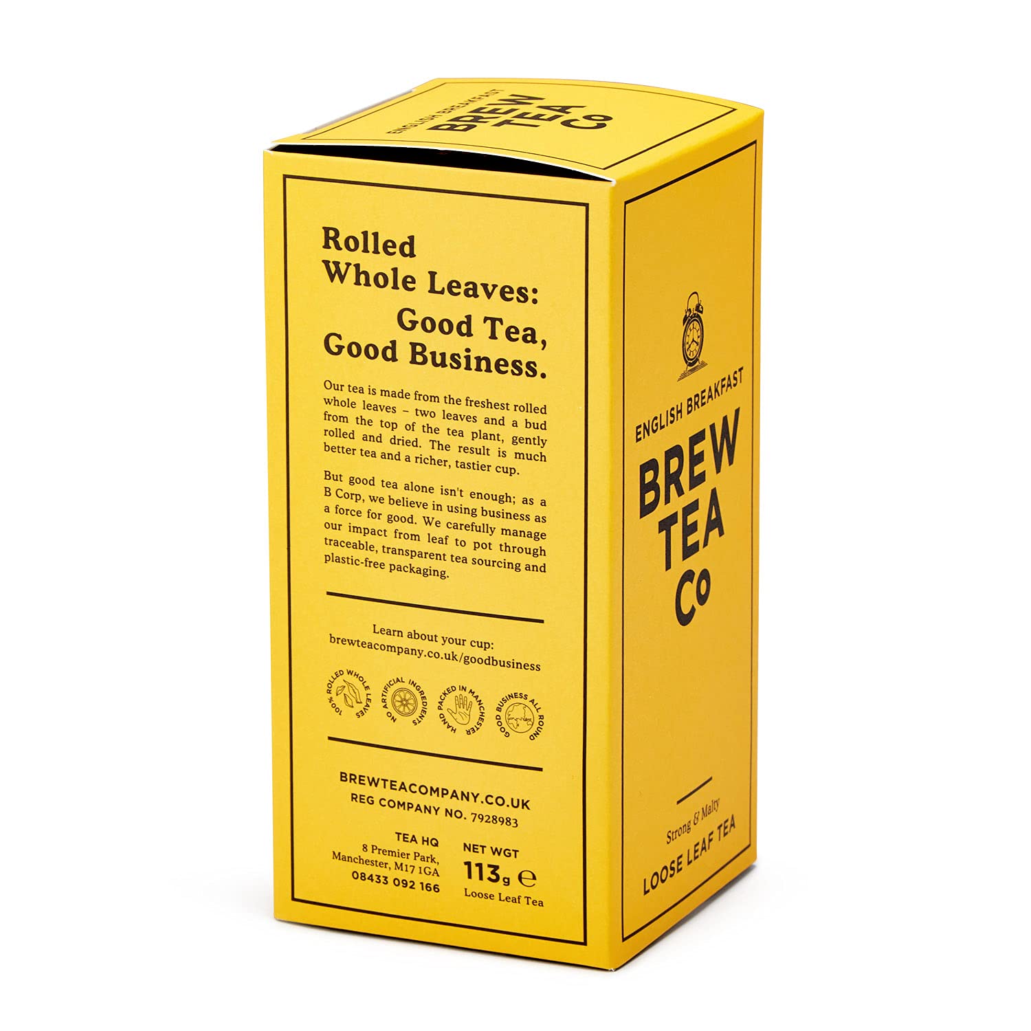 Brew Tea Co English Breakfast Loose Leaf Tea - Strong Malty Flavor | 113g Rolled Leaves