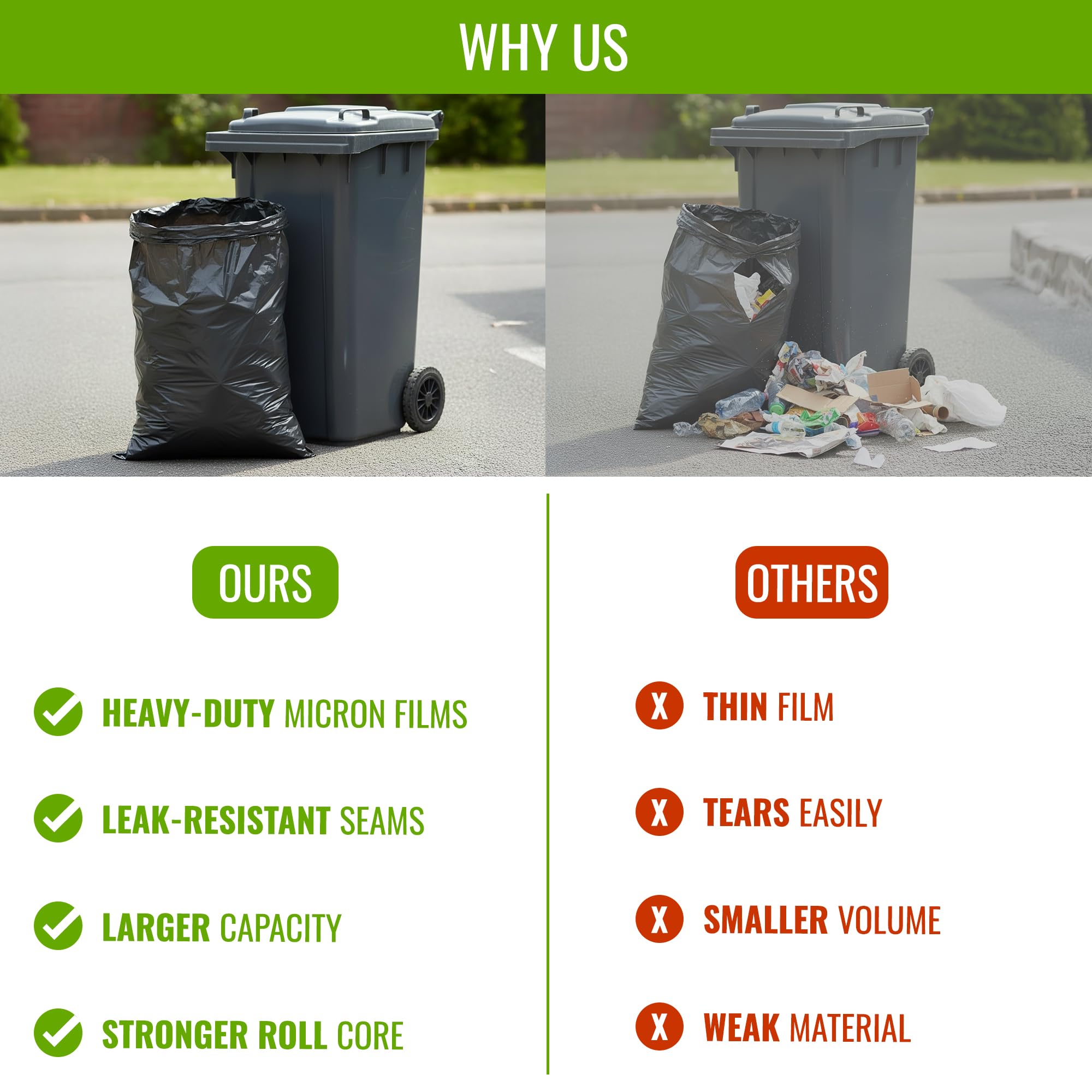 EcoBag 50 Pack Everyday Refuse Sacks - 100L Capacity | Recyclable | Leak Resistant 9