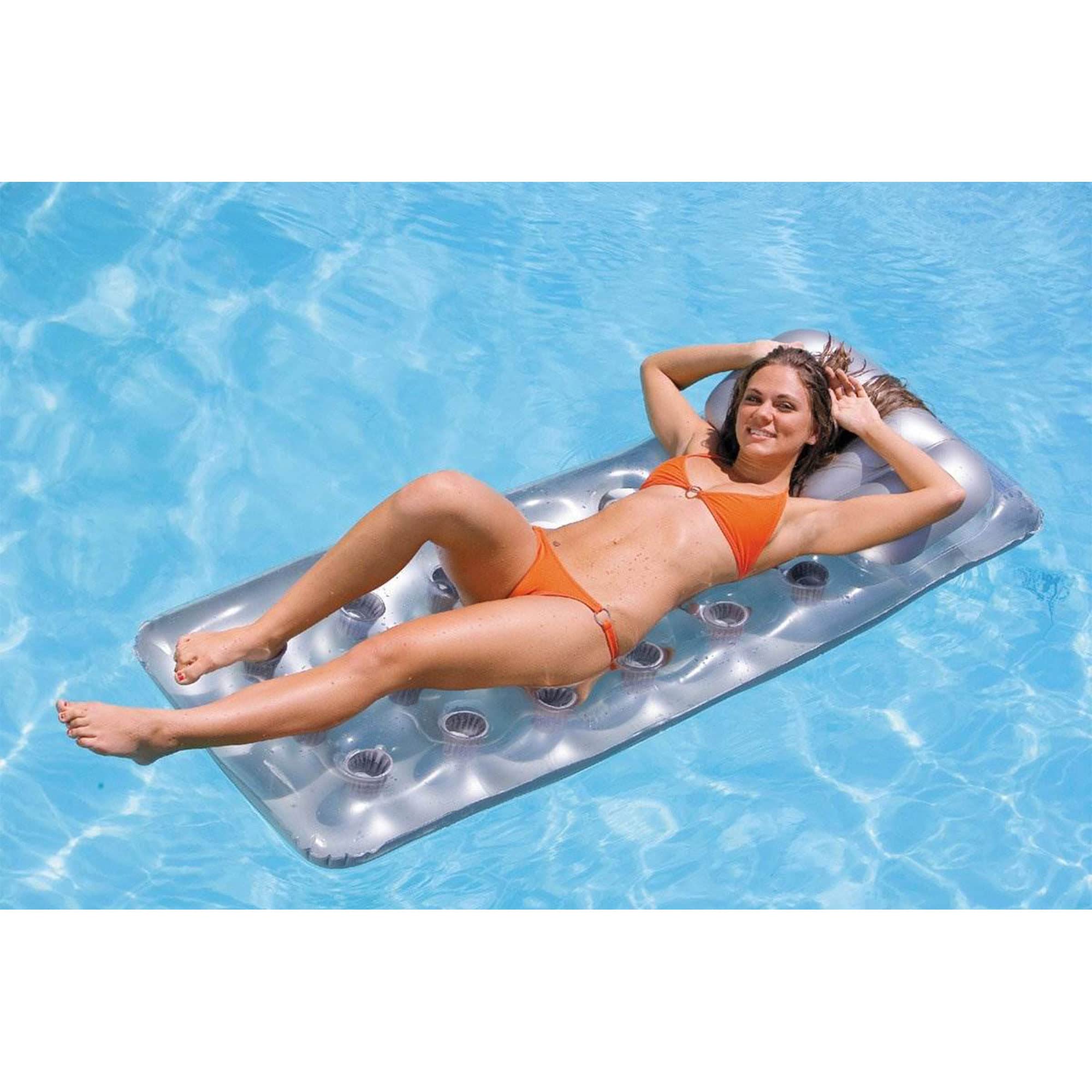 Intex 58894EU Suntanner Lounge Airbed - 74" x 28" | Coil Beam Construction | Cup Holder 7