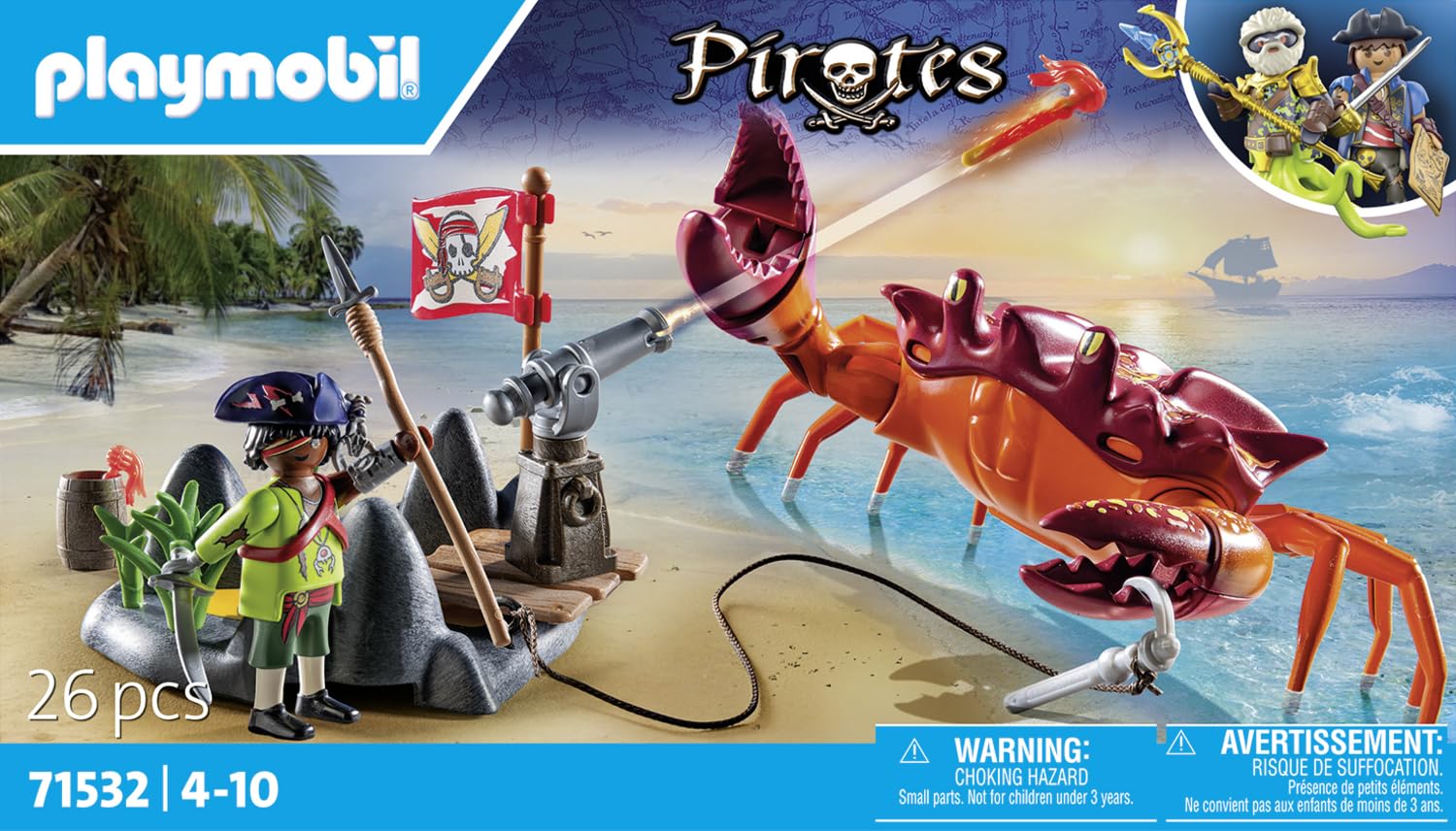 Playmobil 71532 Pirates: Battle with the Giant Crab - Fantasy Pirate Playset for Kids 4+ 5