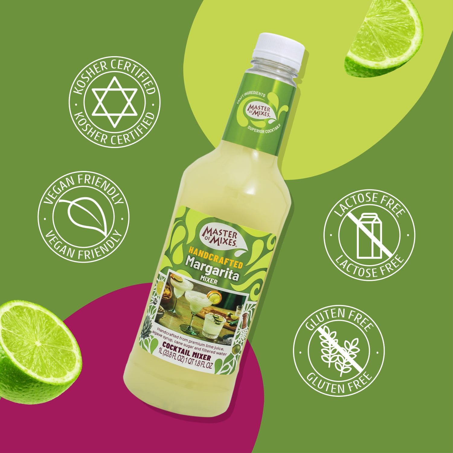 Master of Mixes Margarita Cocktail Mixer - 1 Litre | Made with Agave Syrup & Lime Juice 6