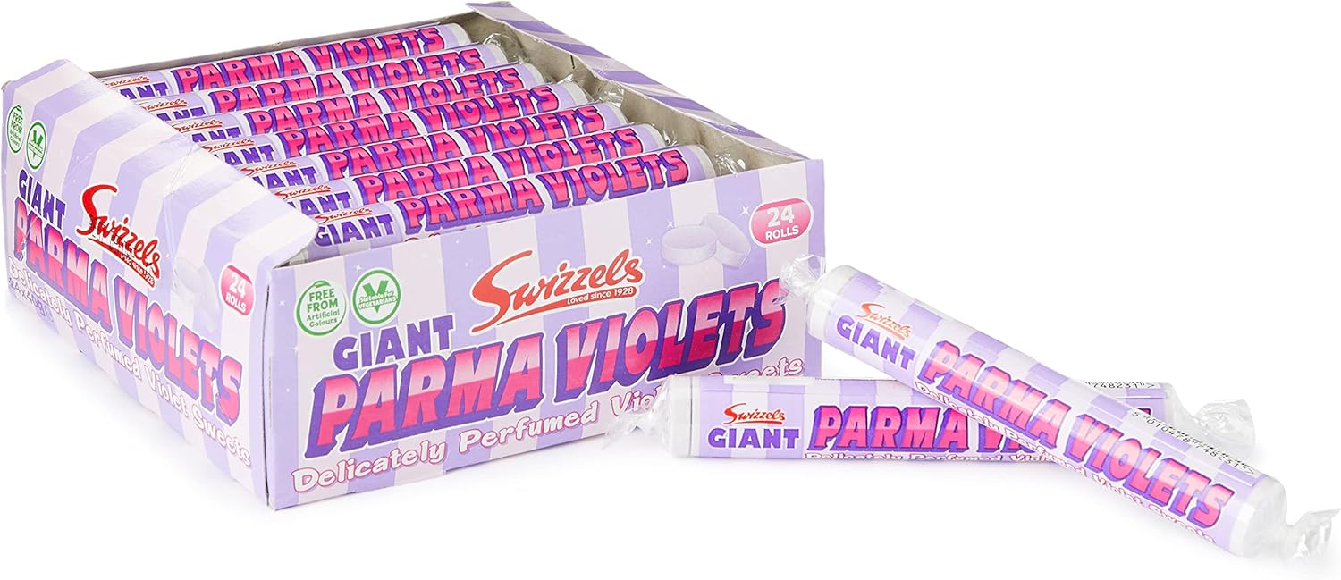 Swizzels Giant Parma Violets 24 Rolls (24 x 40 g) - Vegan-Friendly Retro Sweets Multipack