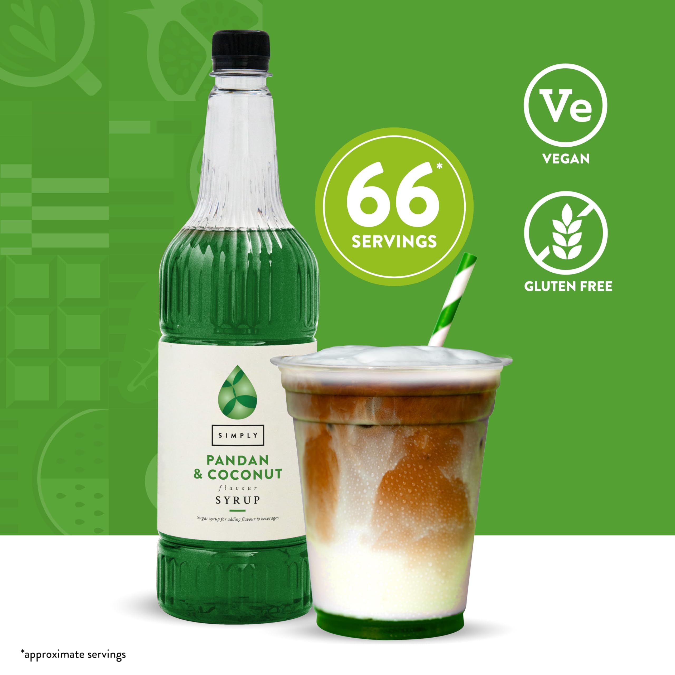 Simply Pandan & Coconut Syrup - Tropical Flavour for Coffee & Cocktails | 1L Liquid 2
