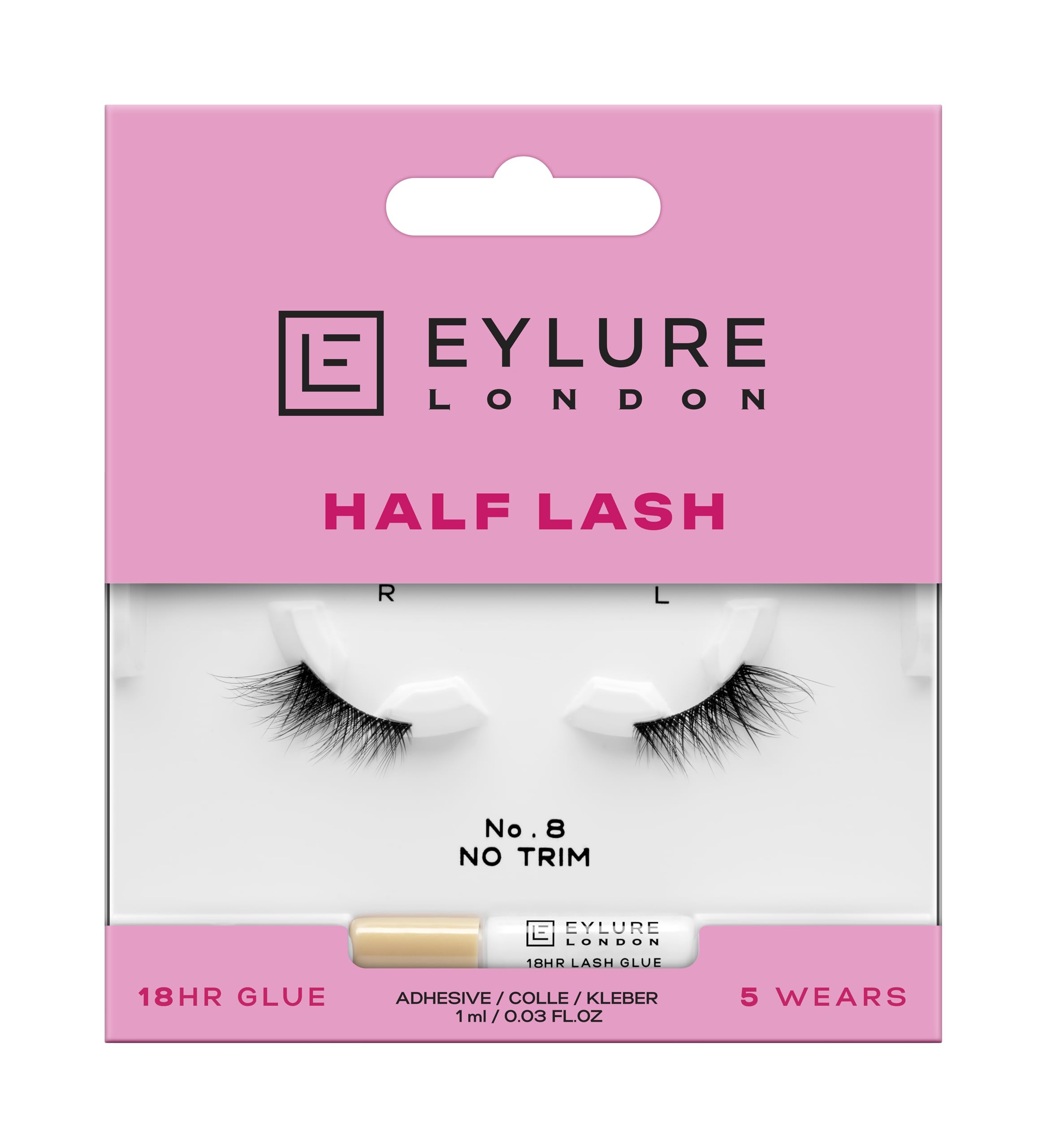 Eylure Half Lash No. 8 - Cat-Eye Effect, Reusable Up to 5 Wears | Synthetic Fiber 1
