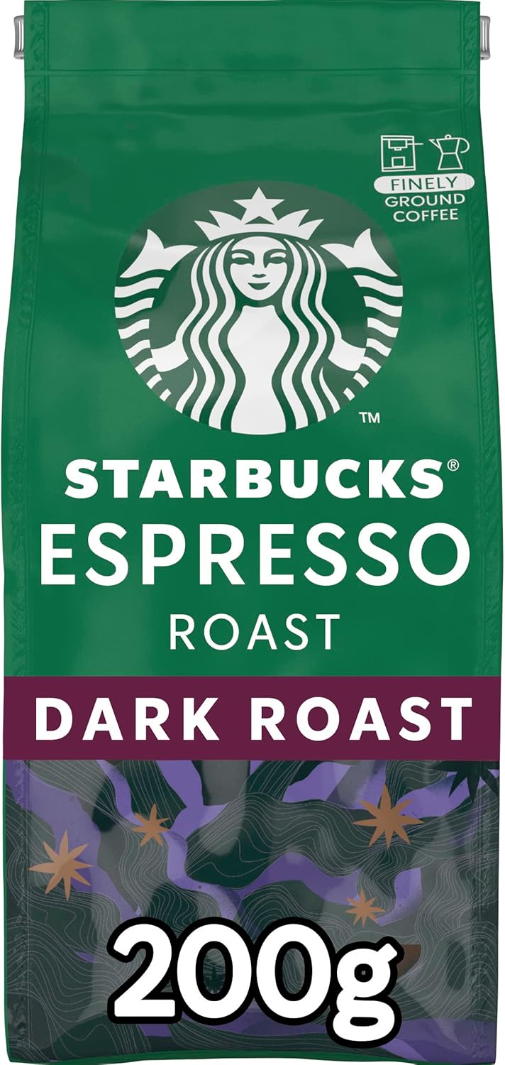 STARBUCKS - Espresso Roast Dark Roast Ground Coffee 200g (Pack of 6) 6