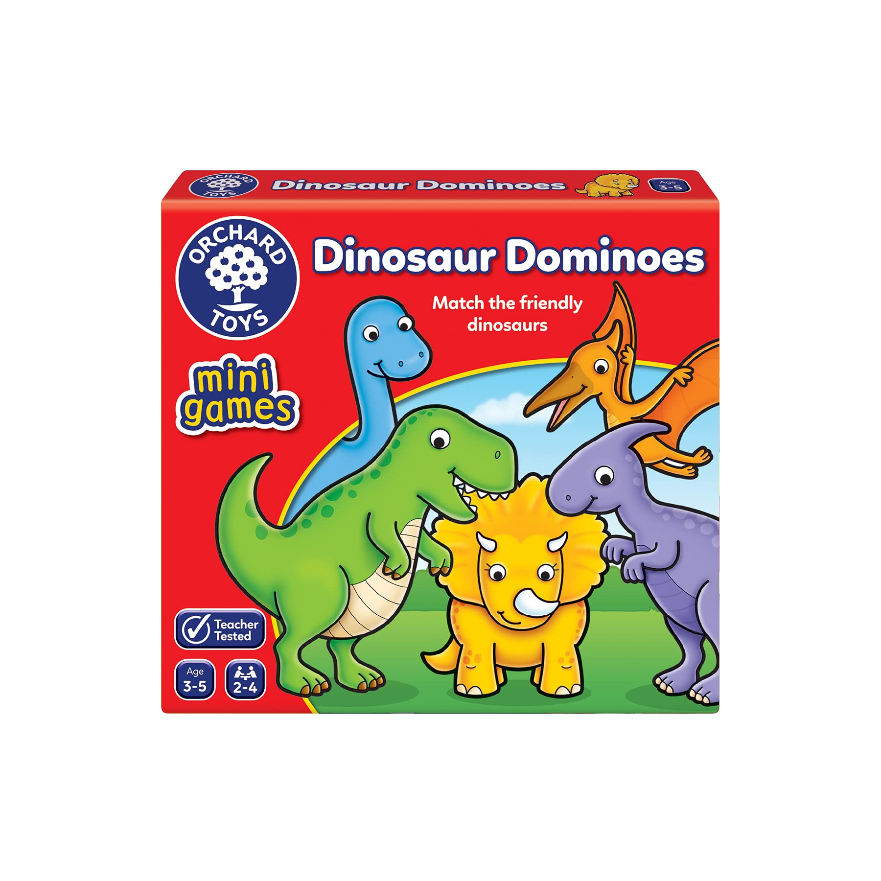 Orchard Toys Dinosaur Dominoes Mini Game, Compact Travel Dominoes for Kids 3