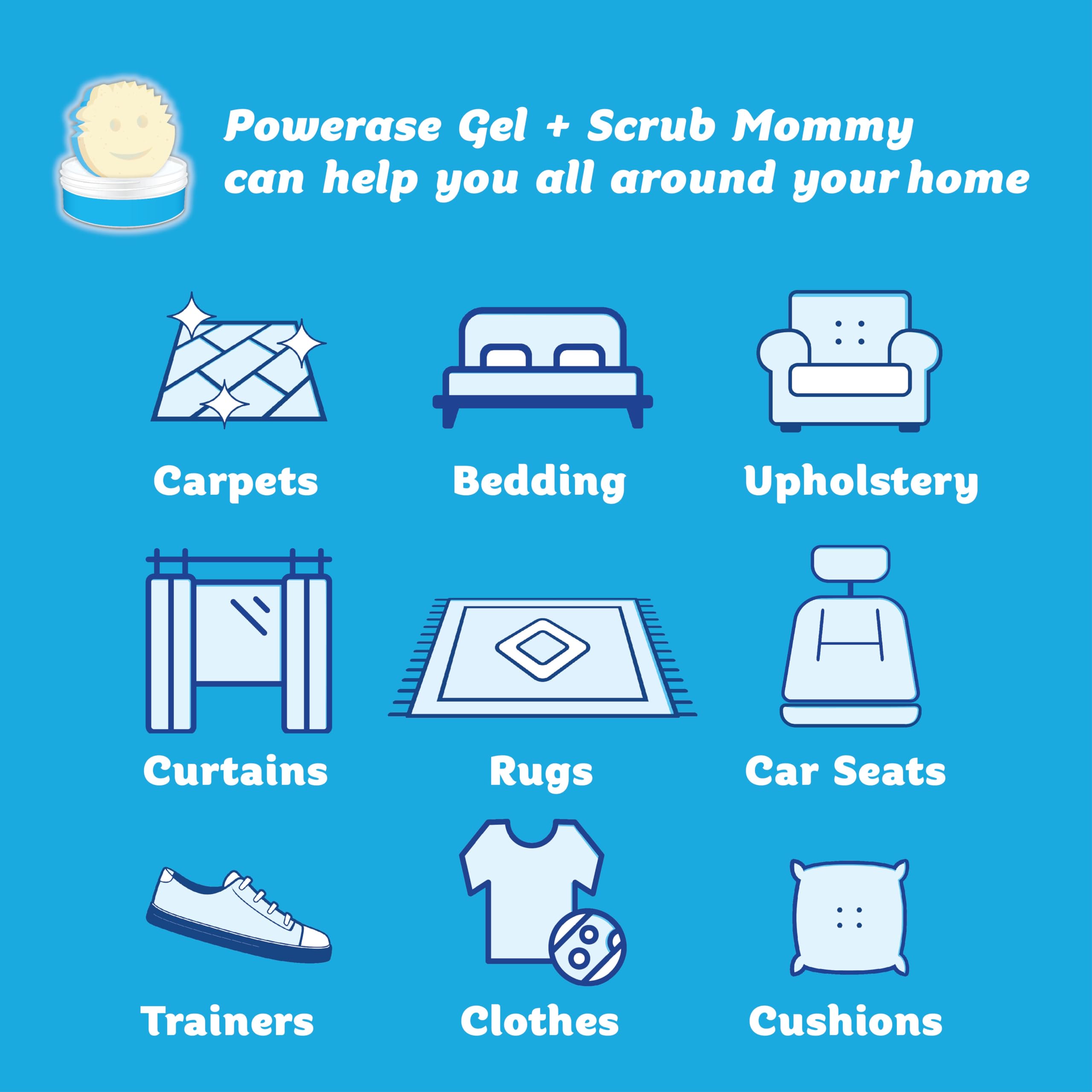 Scrub Daddy Powerase Gel Stain Remover with Blue Scrub Mommy Sponge | Heavy Duty | Fresh Scent