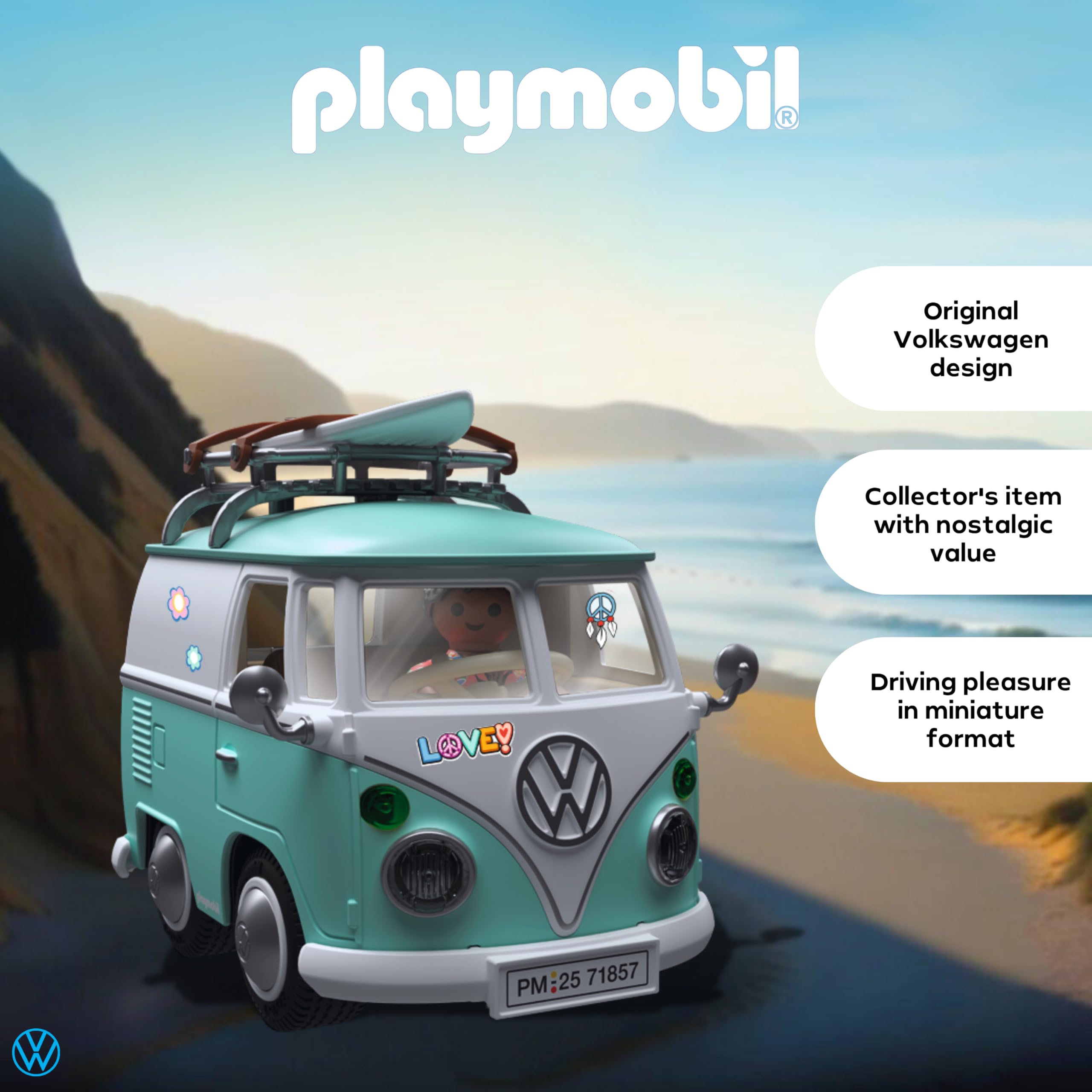 Playmobil Volkswagen T1 Camper Van - Retro Vehicle Playset for Kids & Collectors