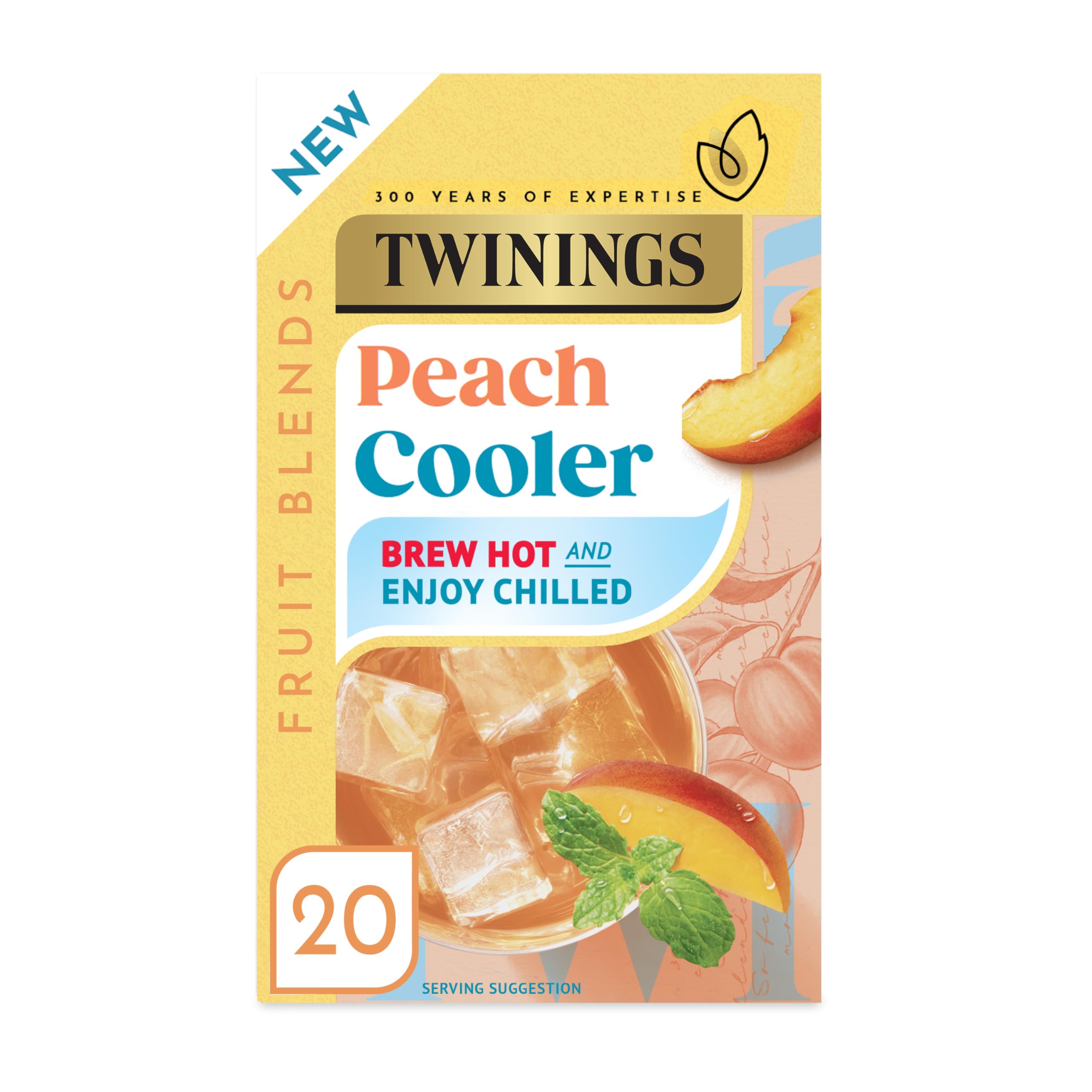 Twinings Peach Cooler Fruit Infusion Tea Bags - 20 Tea Bags, Naturally Caffeine Free, Sugar Free