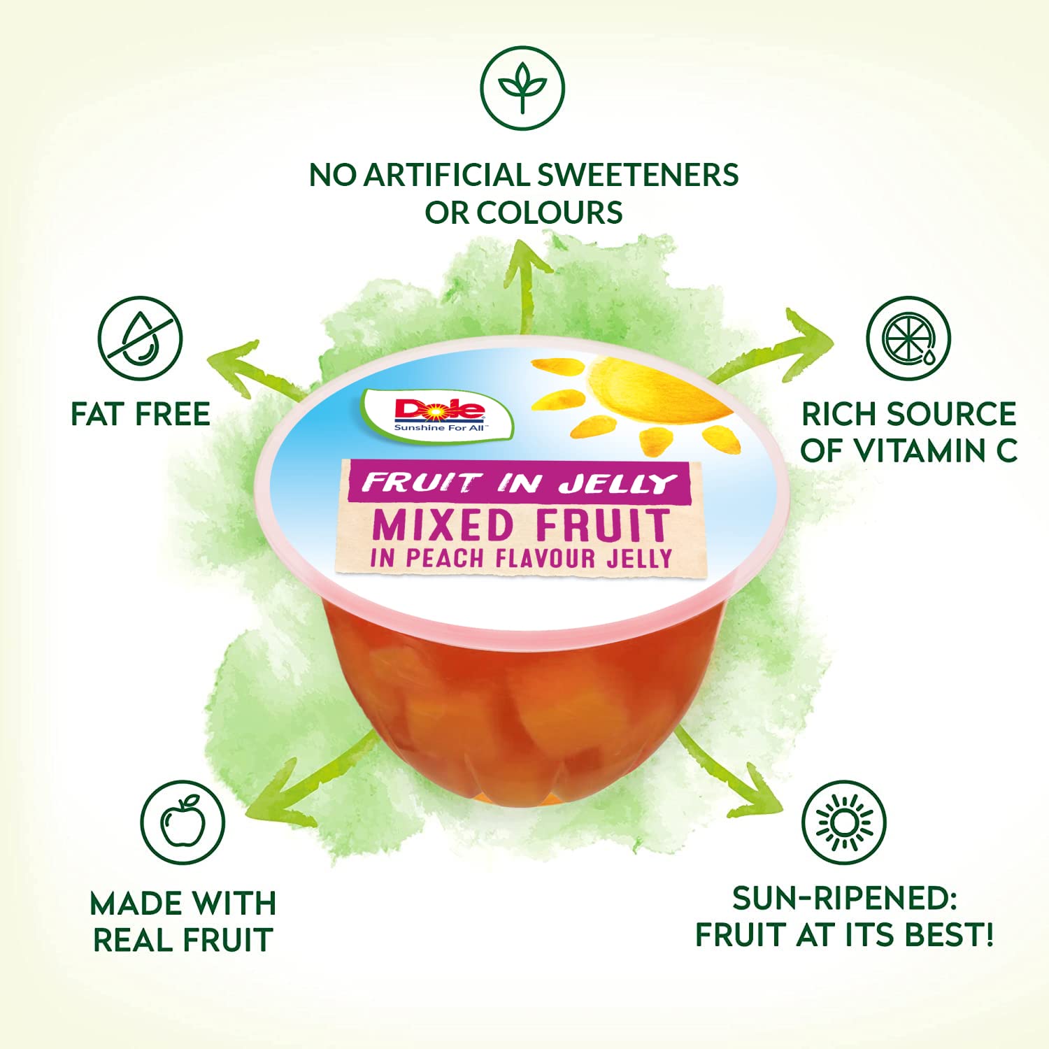 Dole Mixed Fruit in Peach Jelly - 12 x 123g Pots, 100% Natural Fruit Snack with No Added Sugar 4