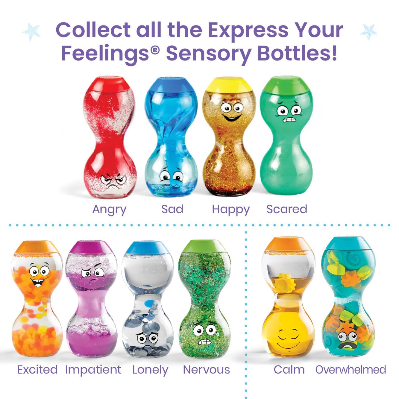 Learning Resources Express Your Feelings Sensory Bottles - Calm & Overwhelmed, Ages 3-7 13