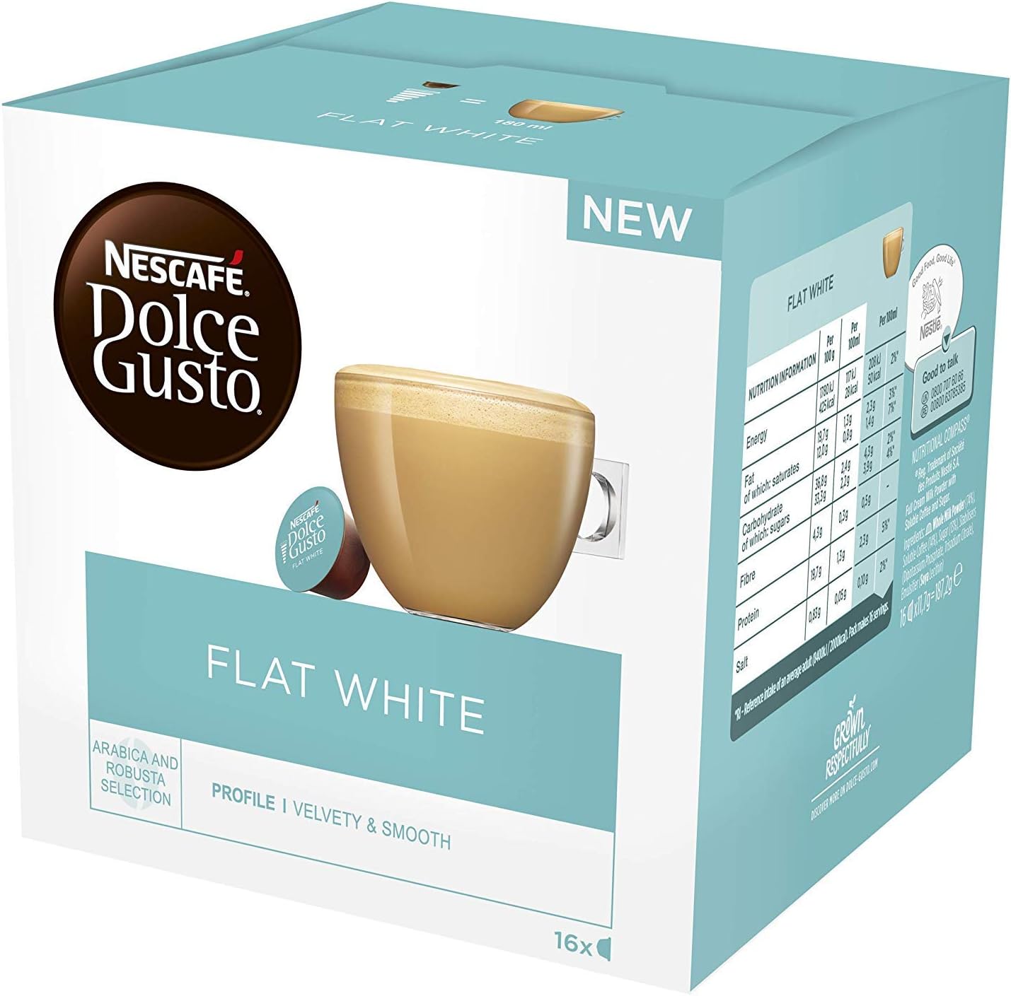 NESCAFÉ Dolce Gusto Flat White Coffee Pods - 48 Capsules (3 Boxes of 16) - Creamy Milk & Espresso Blend 5