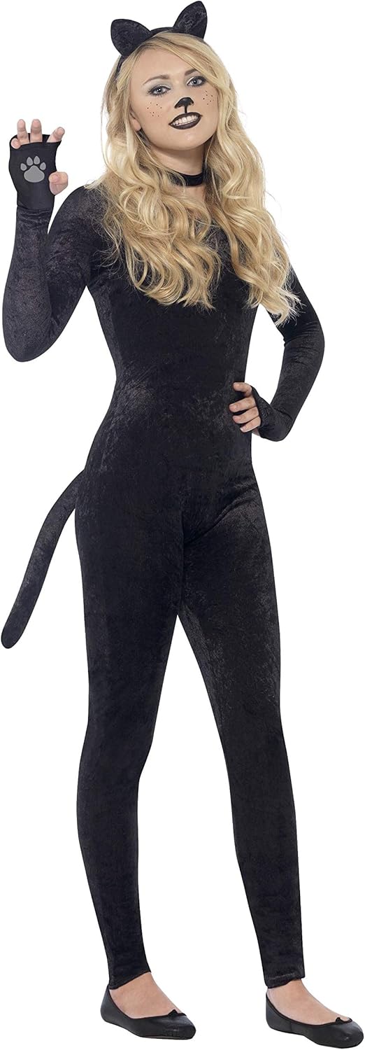 Smiffys Cat Costume - Small, Black Jumpsuit with Tail, Ears, and Collar for Teens & Adults 5