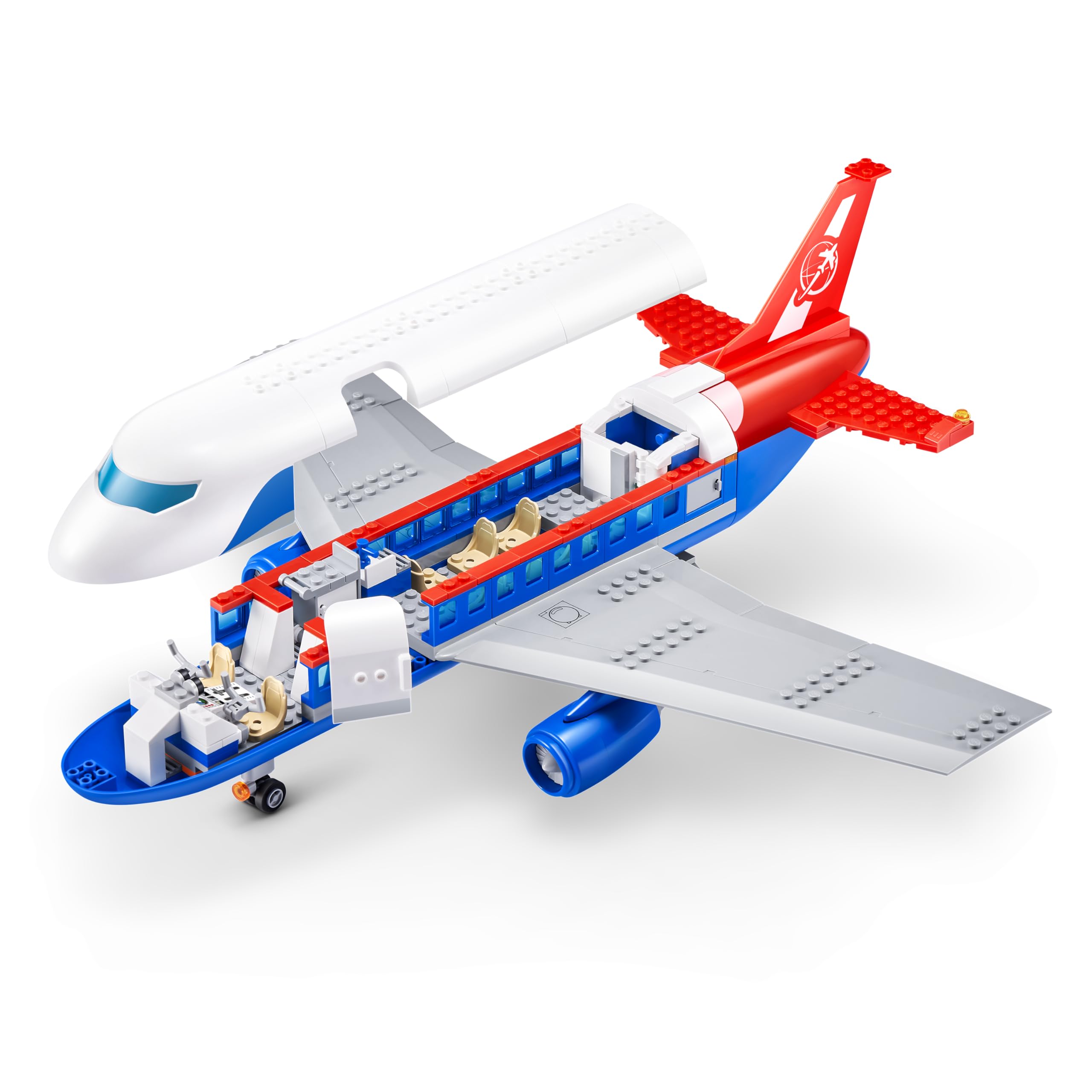 MAX Adventure Airport Playset - 793-Piece Building Bricks Set with 3 Vehicles & 6 Figures for Kids 6+