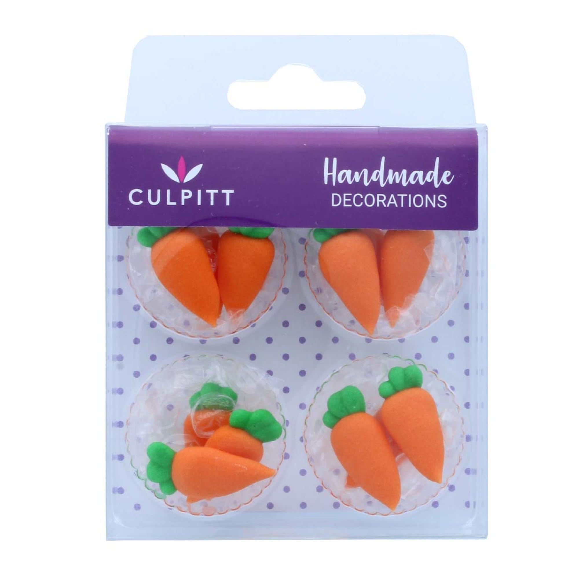 Culpitt Carrot Sugar Pipings - 12 Pack Edible Cake Decorations | Royal Icing | Vegetarian & Coeliac Safe 1