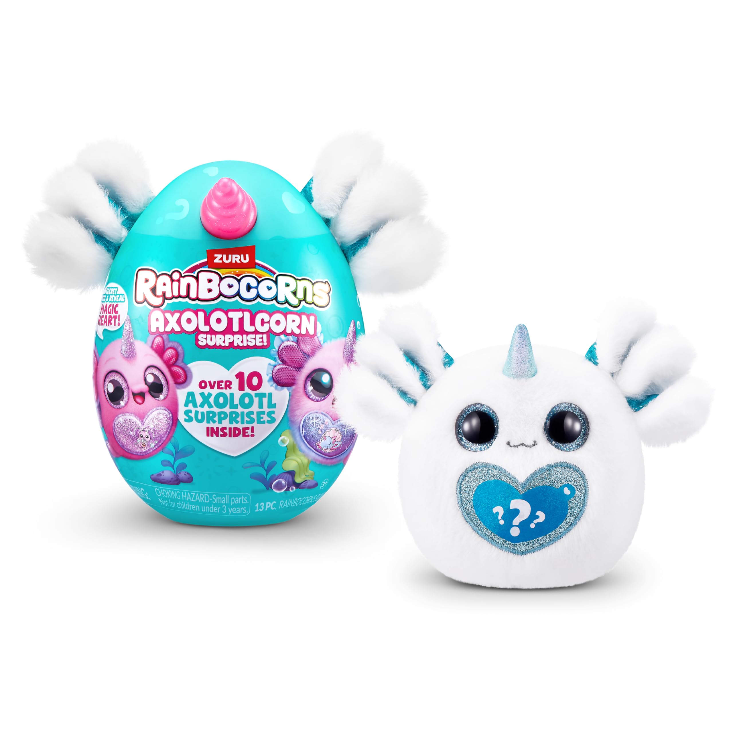 Rainbocorns Axolotlcorn Surprise by ZURU - Collectible Plush Toy with Magic Heart Reveal, Icepuff 3