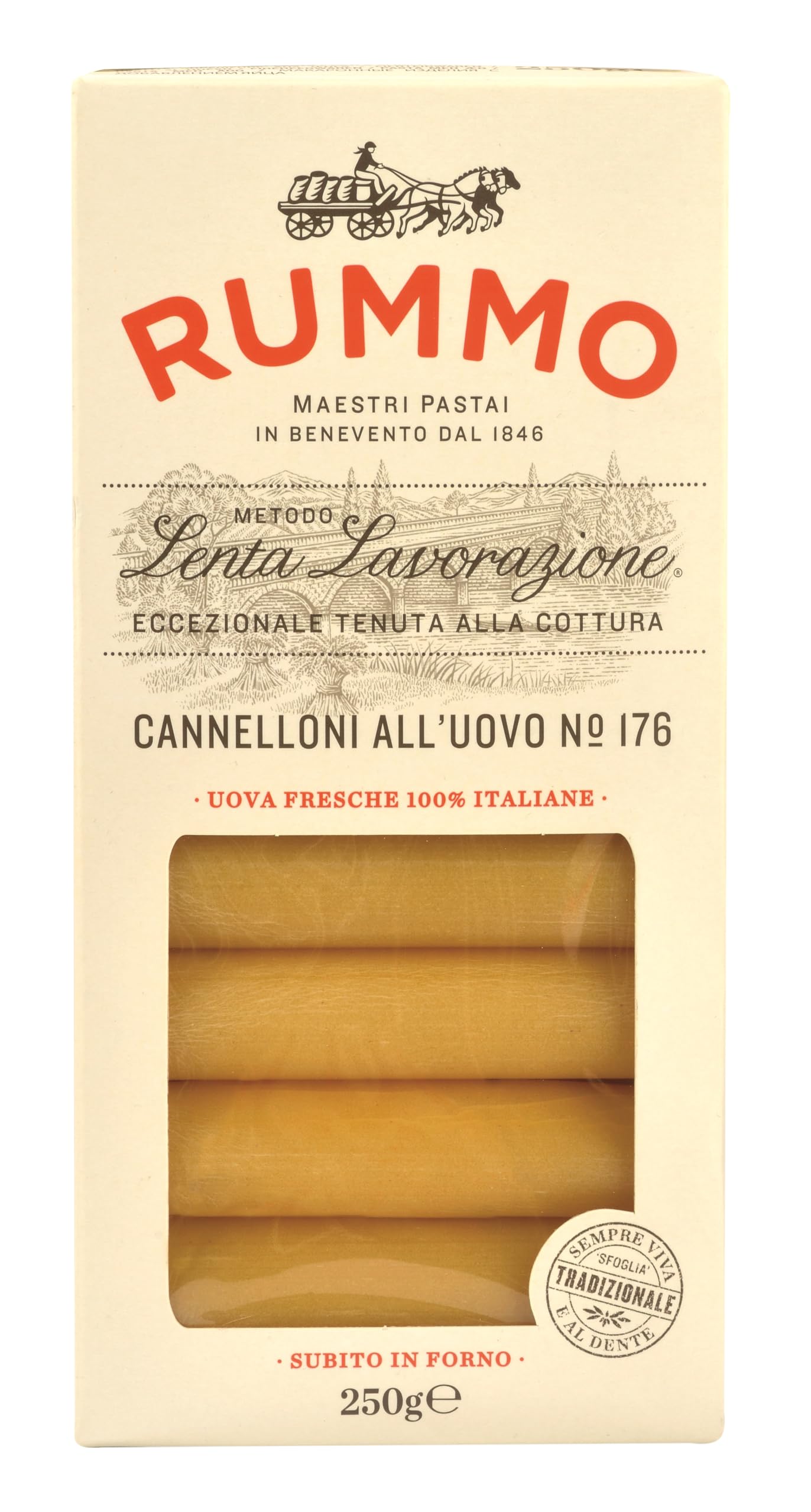 Rummo Egg Cannelloni All'uovo Pasta No.176 - Traditional Italian Pasta Tube