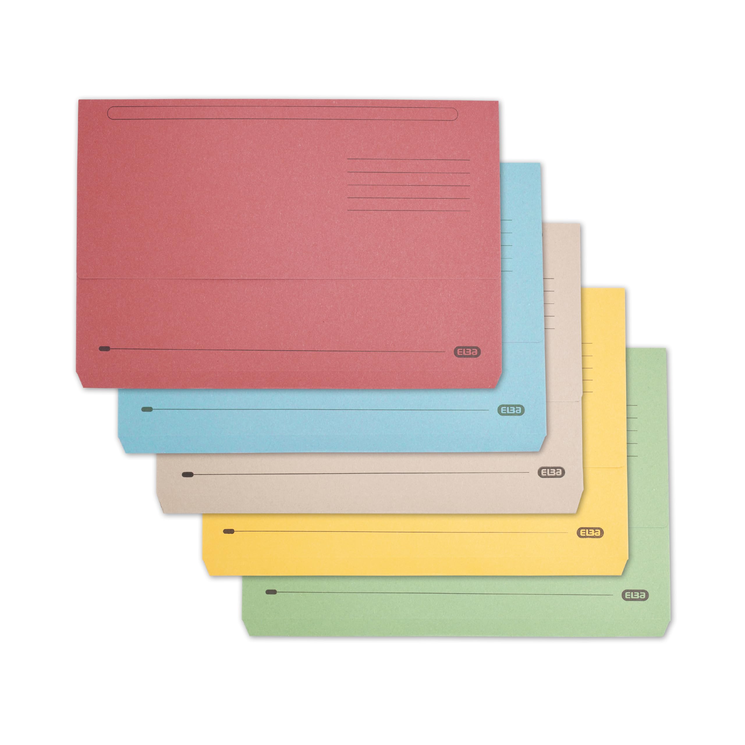 Elba A4+ Document Wallets - Pack of 25 Assorted Colours | 300 Sheet Capacity